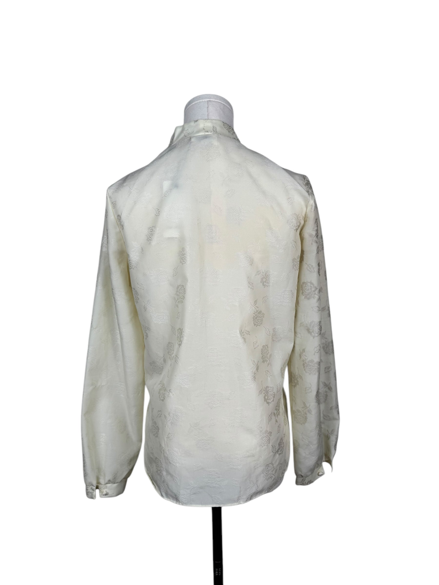 Vintage Ivory Rose Silk Button Down