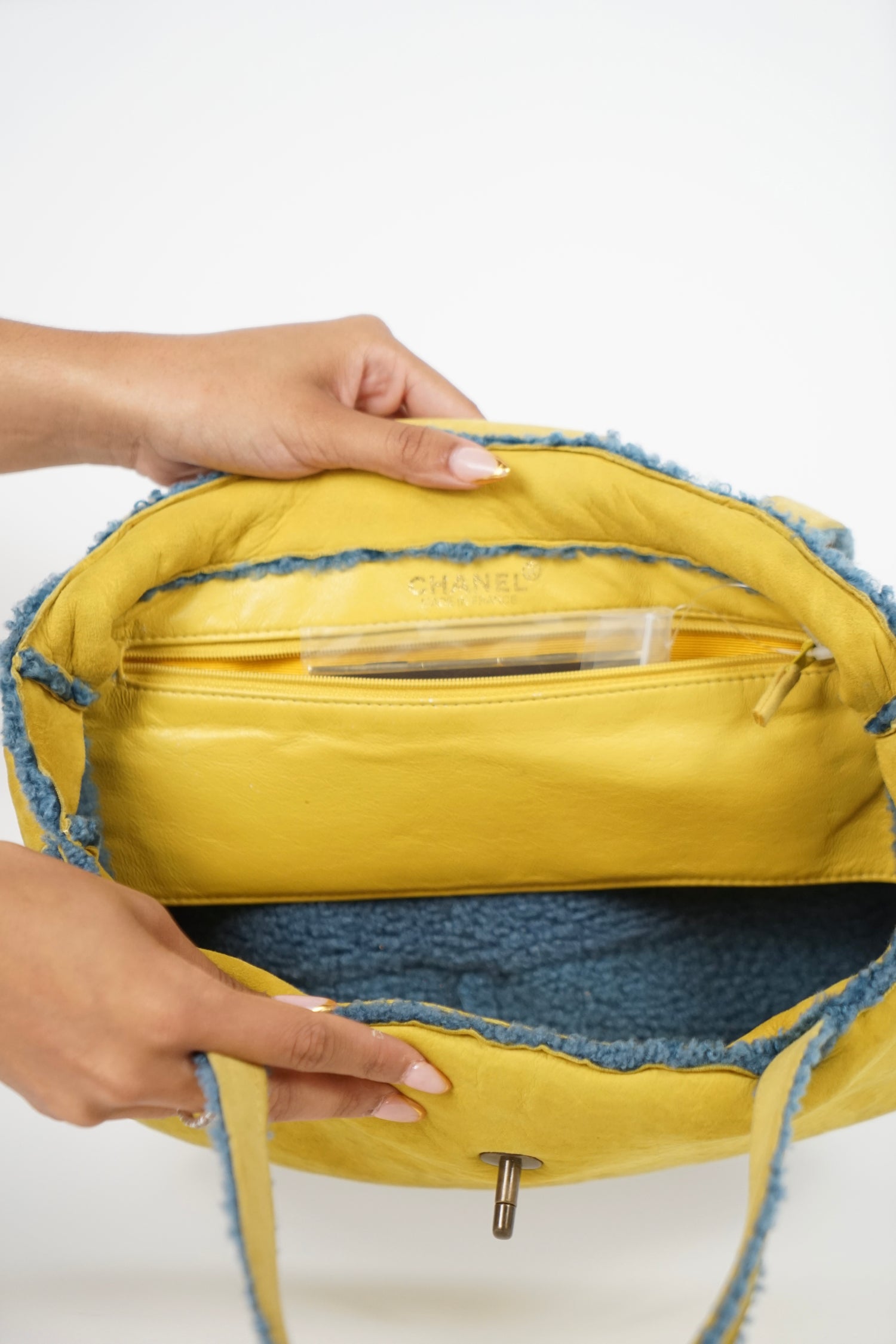 Chanel Yellow Shearling Bag