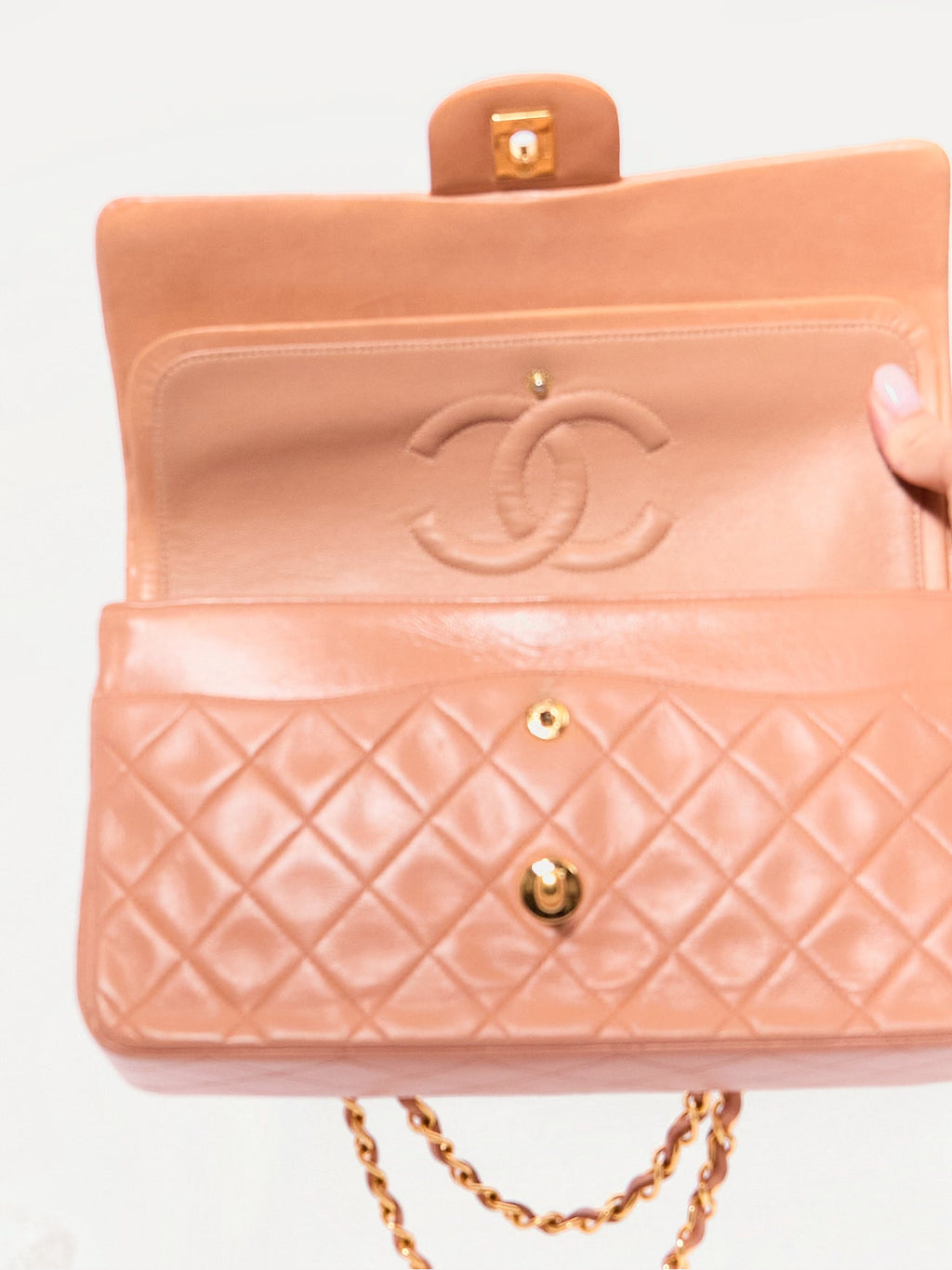 Chanel Pink Lambskin Double Flap
