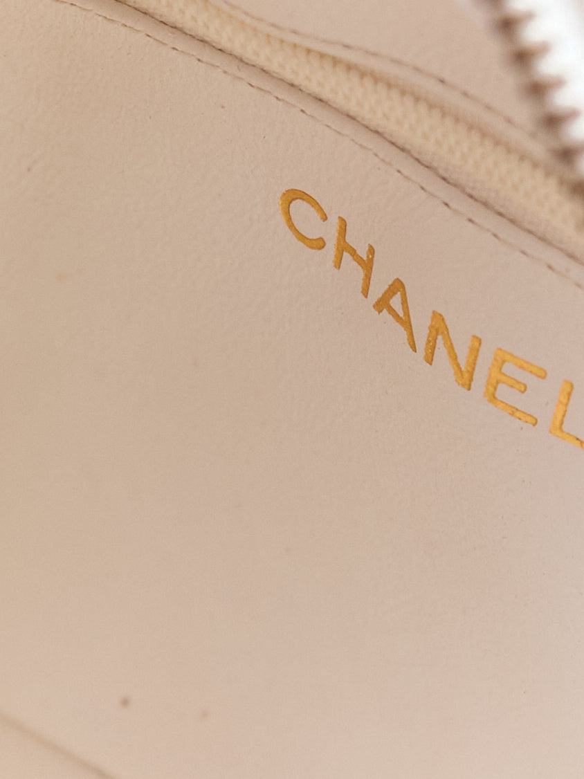 90's Chanel White Lambskin CC Camera Bag