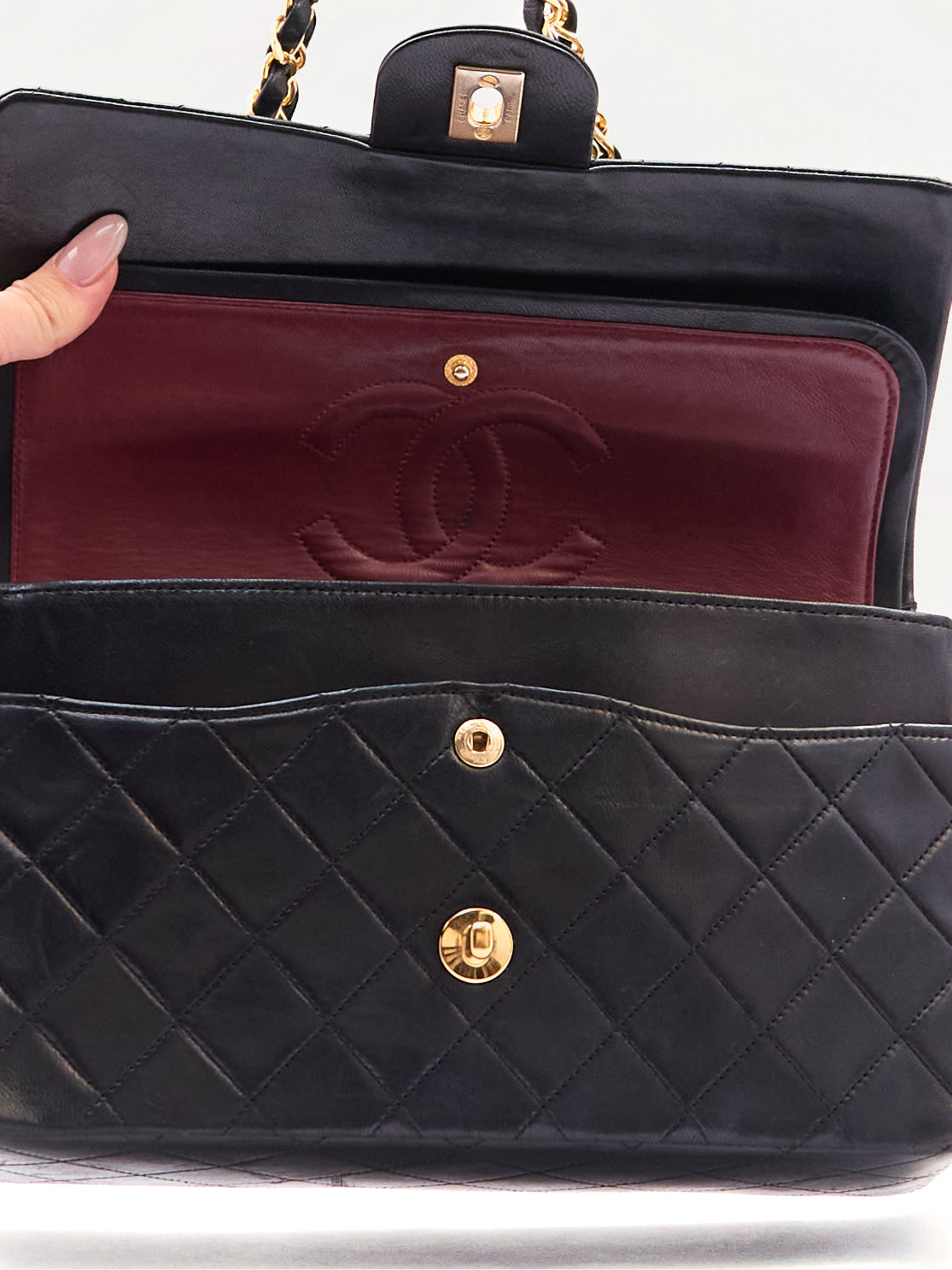 Chanel Black Classic Double Flap 25 Lambskin Shoulder Bag