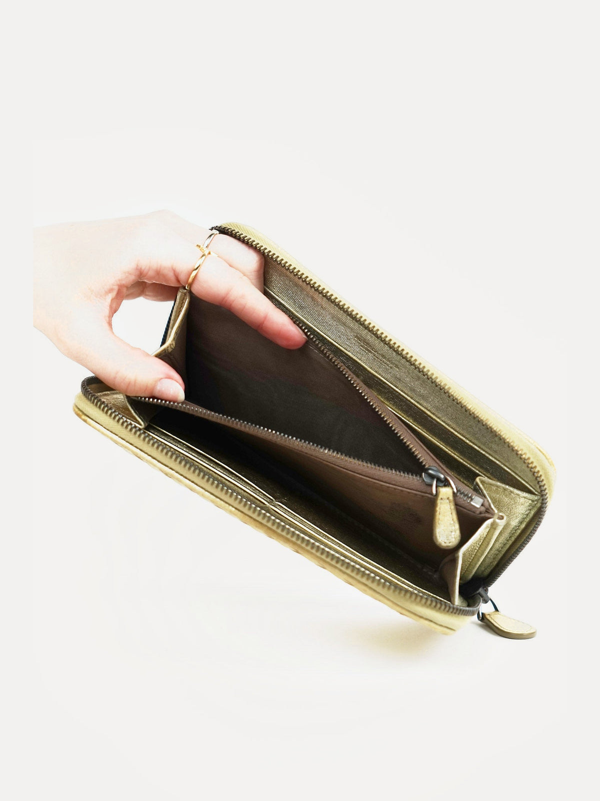 Bottega Gold Leather Weave Wallet