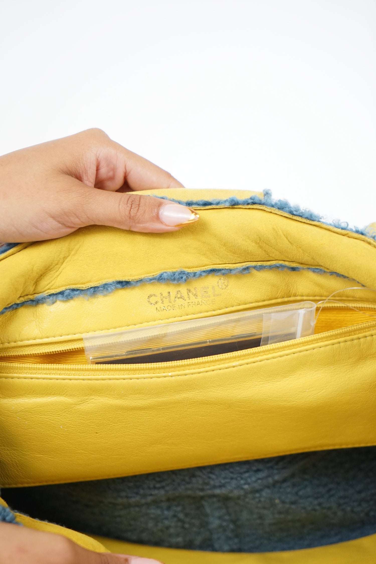 Chanel Yellow Shearling Bag