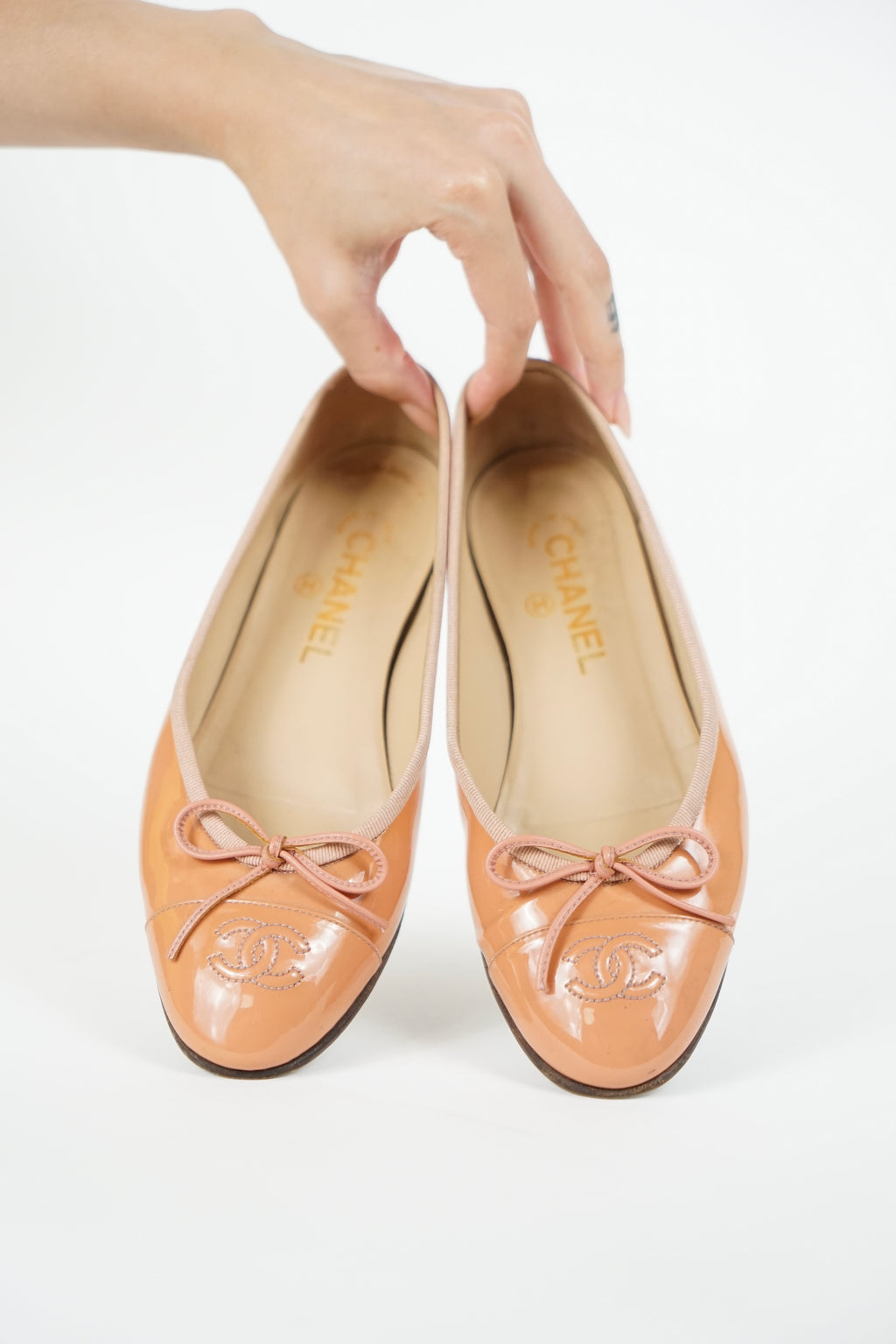 Chanel Pink Patent Leather Ballet Flats, FR 37