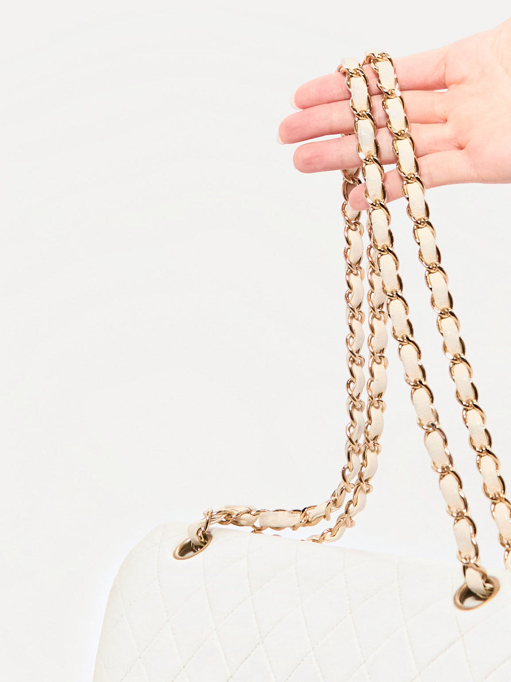 Chanel White Lambskin Double Flap Bag 24K Hardware