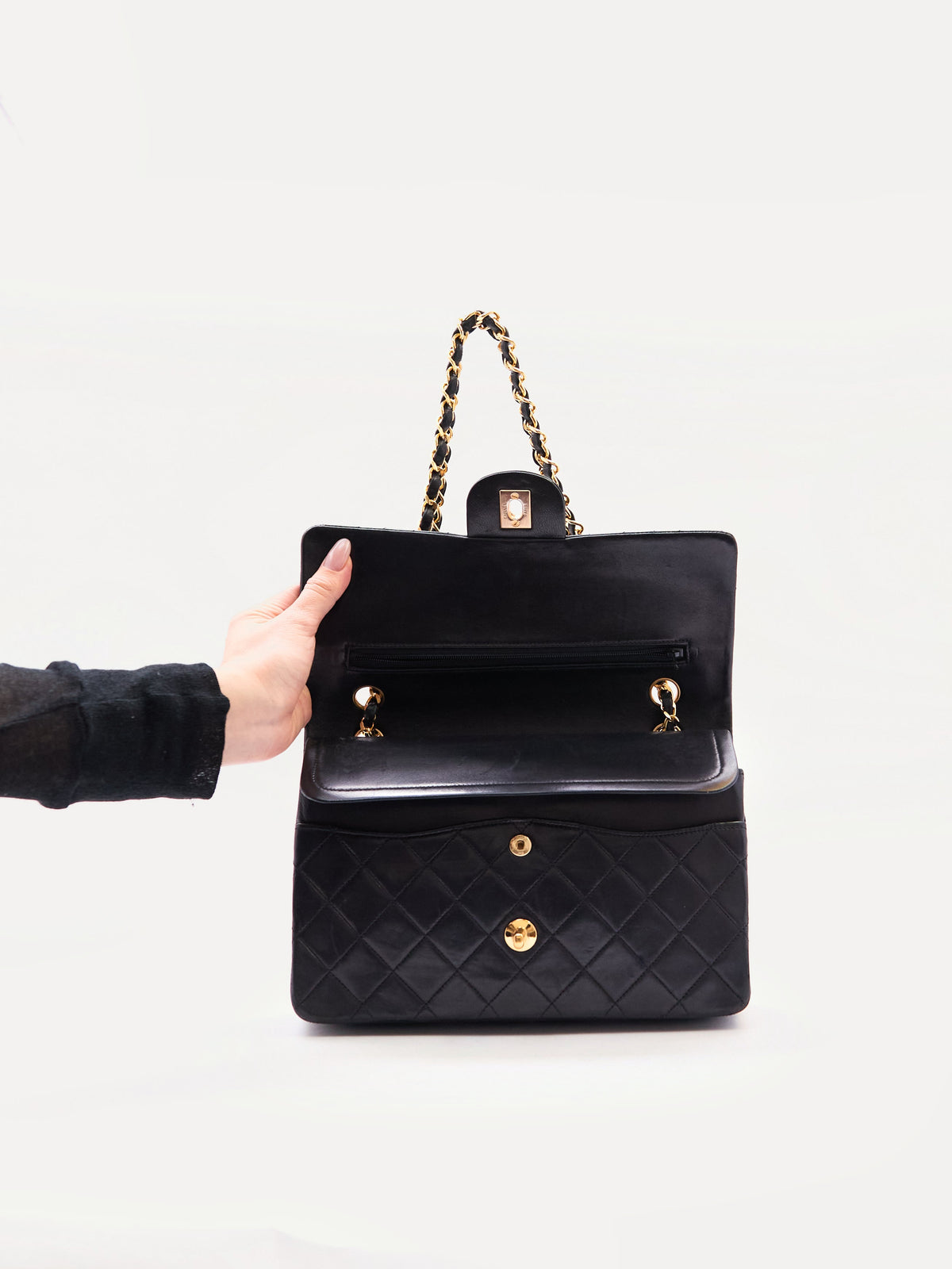 Chanel Black Classic Double Flap 25 Lambskin Shoulder Bag