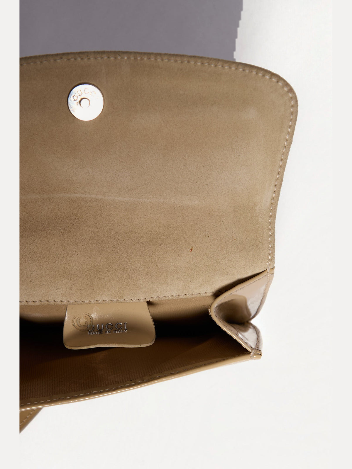 Gucci Beige Patent Thin Horsebit Crossbody Bag