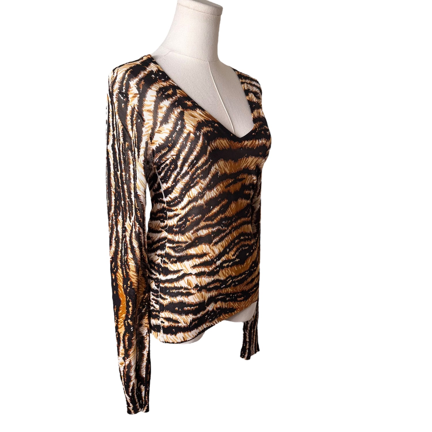Dolce & Gabbana Cheetah Print Mesh Long Sleeve
