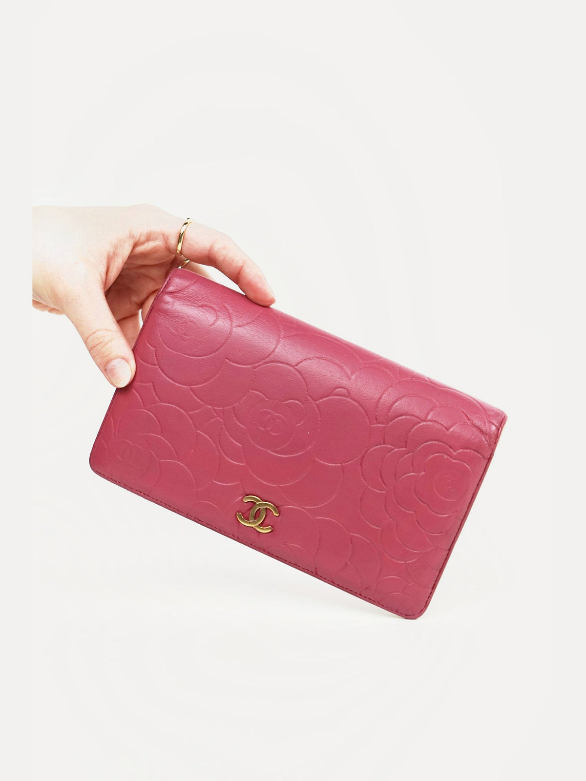 Bottega Gold Leather Weave Wallet