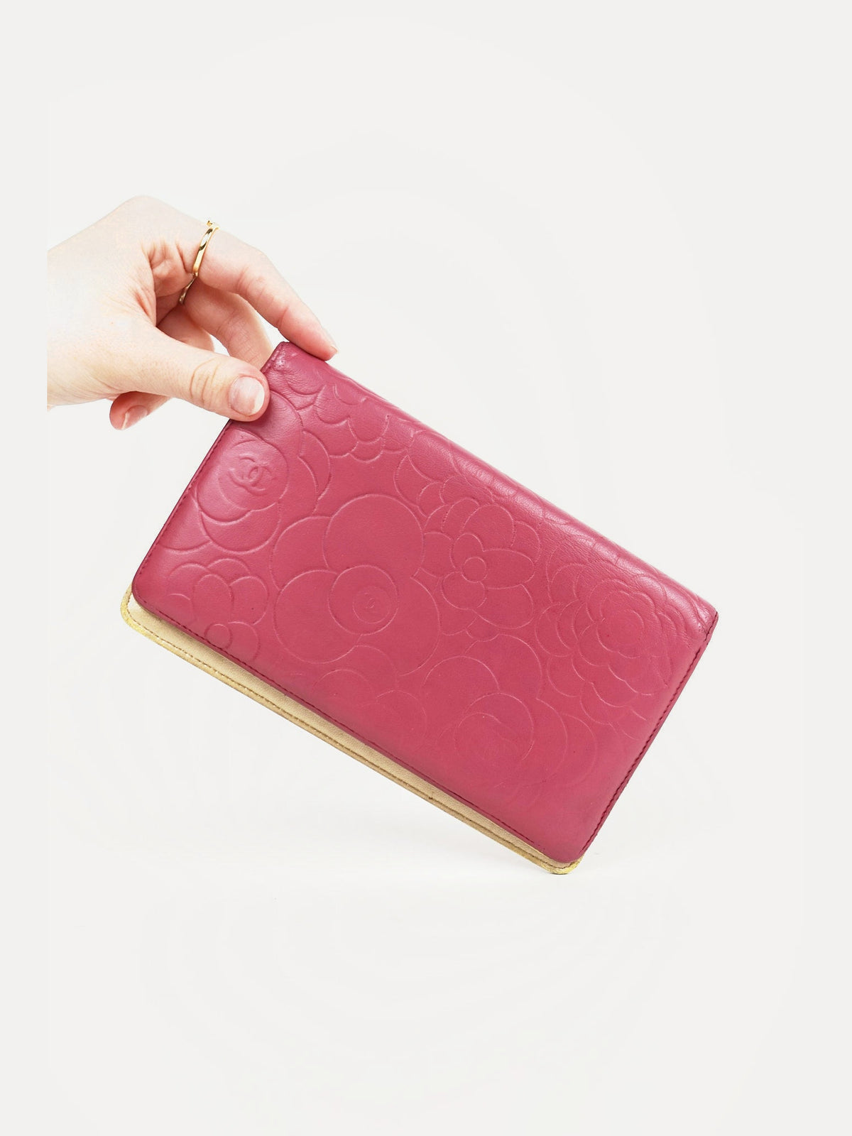 Bottega Gold Leather Weave Wallet