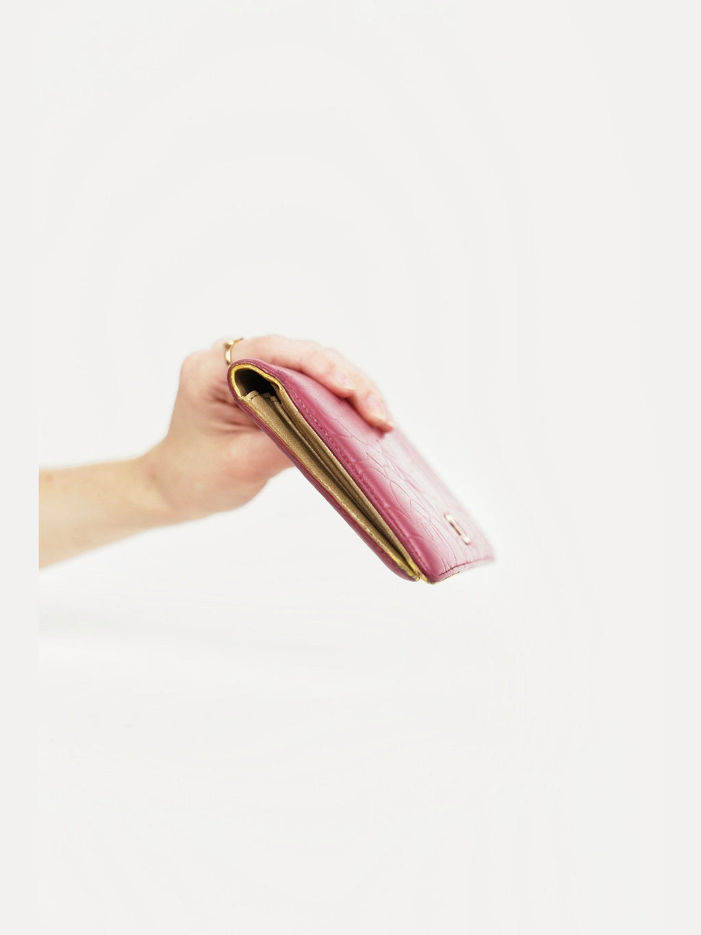 Bottega Gold Leather Weave Wallet