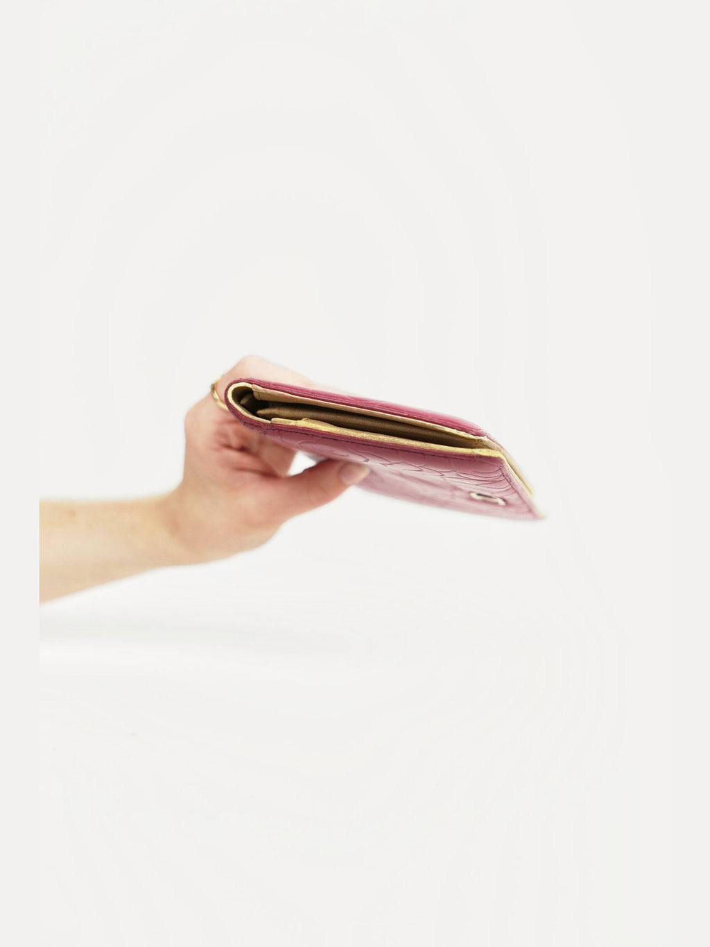 Bottega Gold Leather Weave Wallet