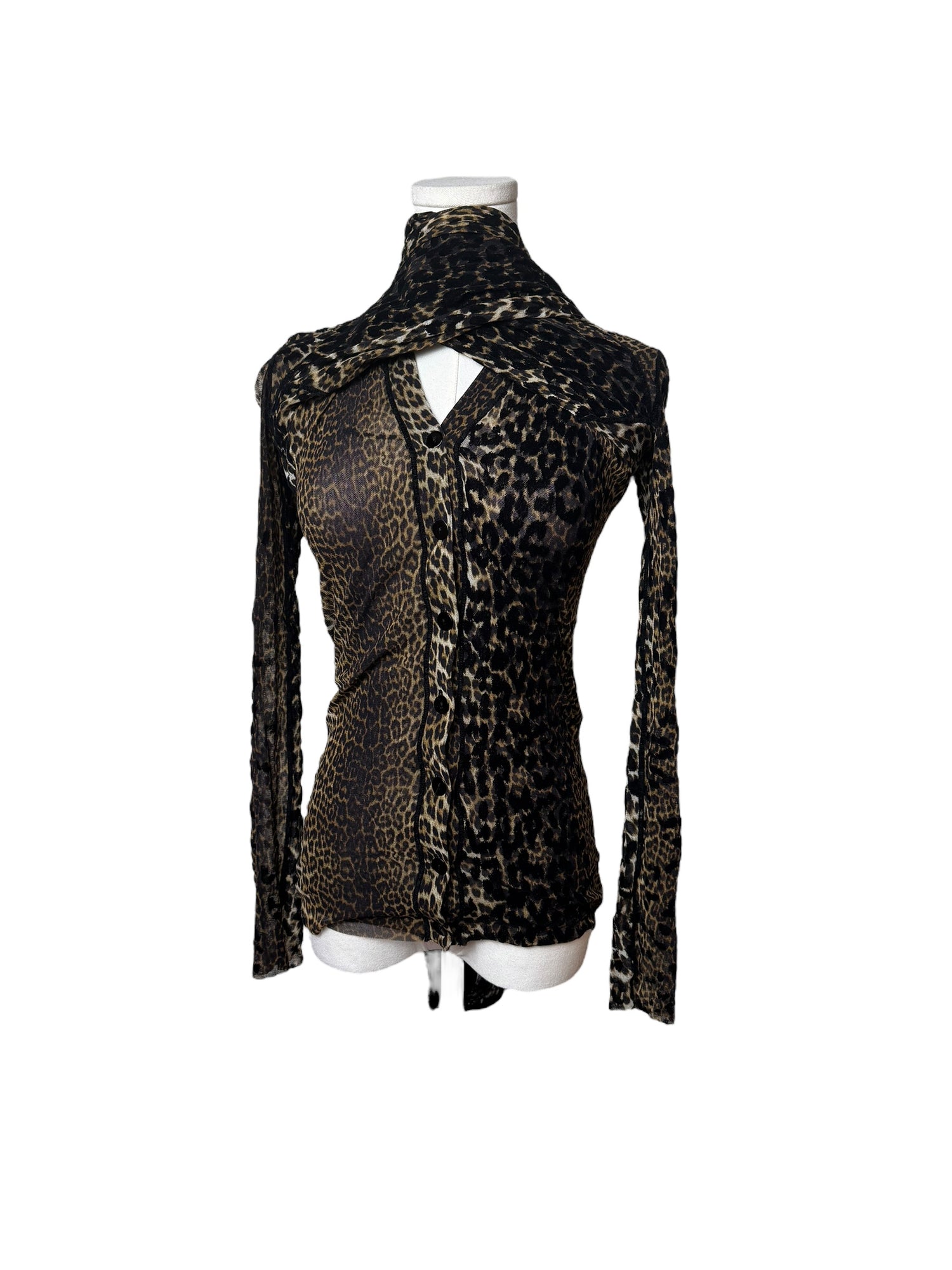 Jean Paul Gaultier Mesh Cheetah Print Top