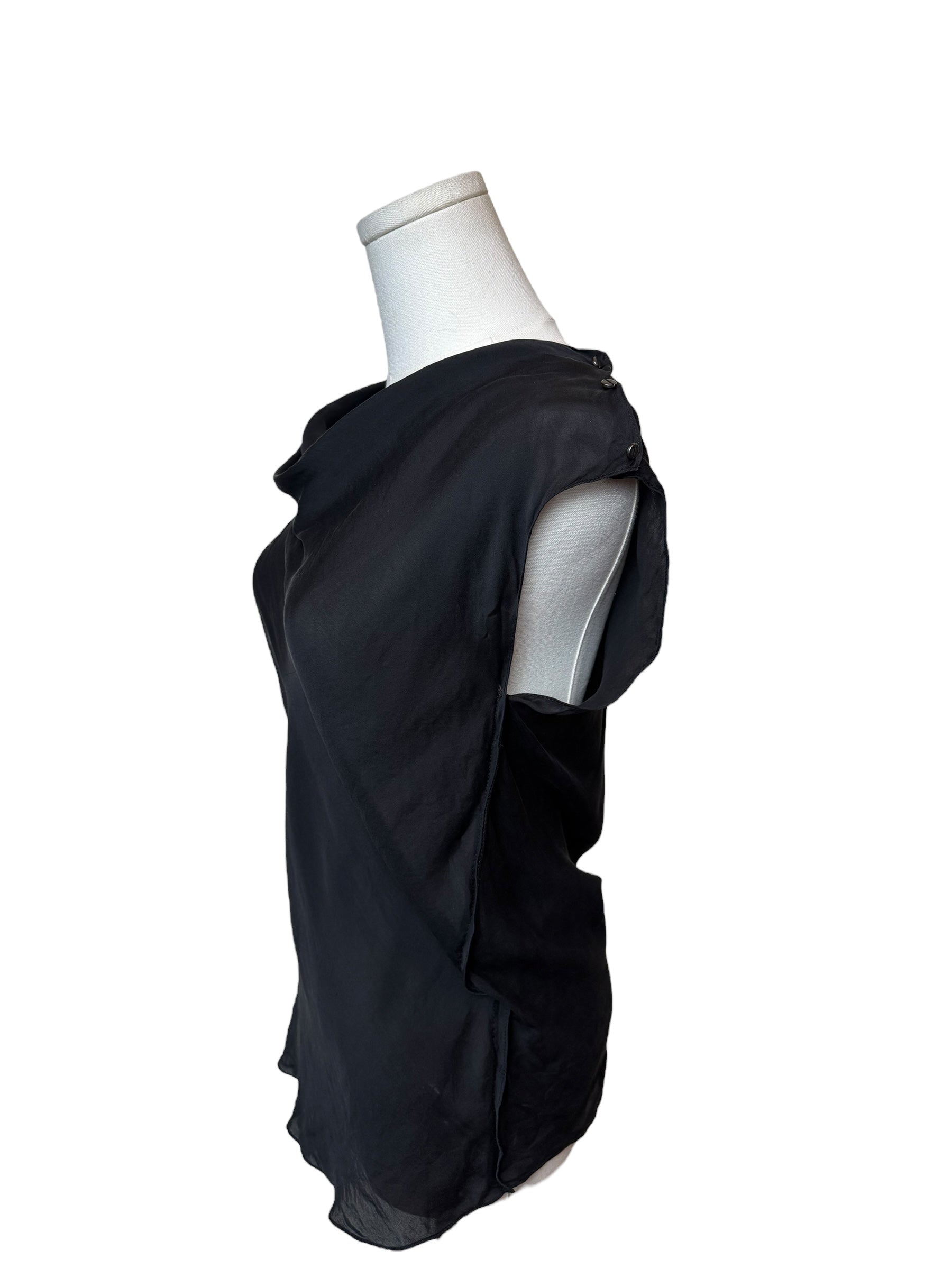 Lanvin Black Silk Tank Top