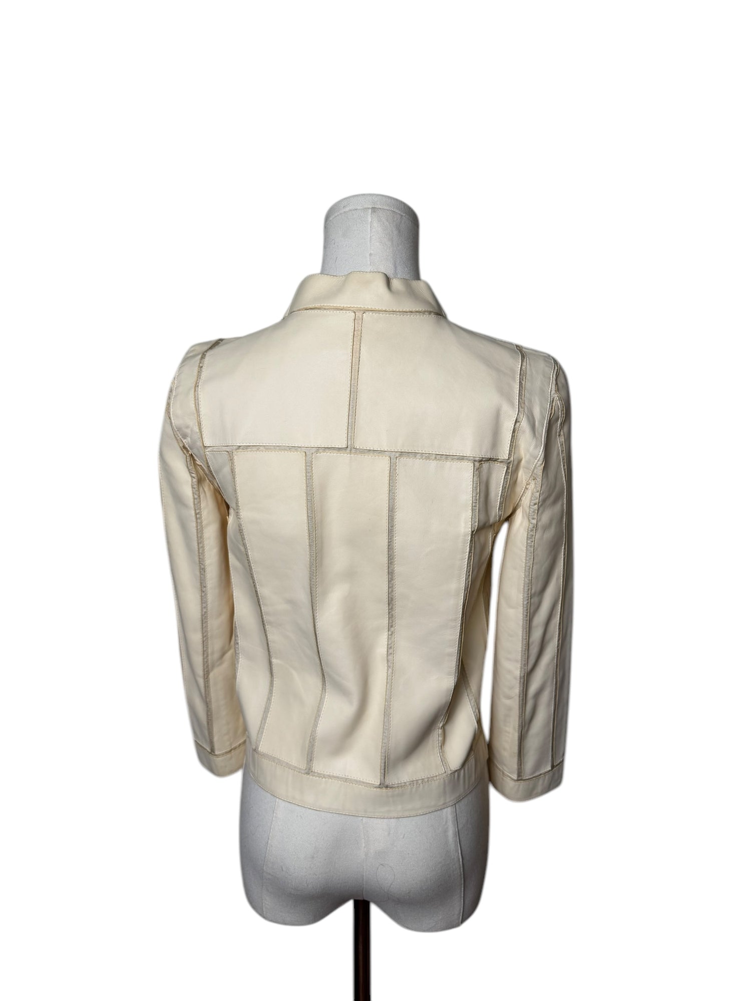 90s Loewe White Paneled Leather Jacket