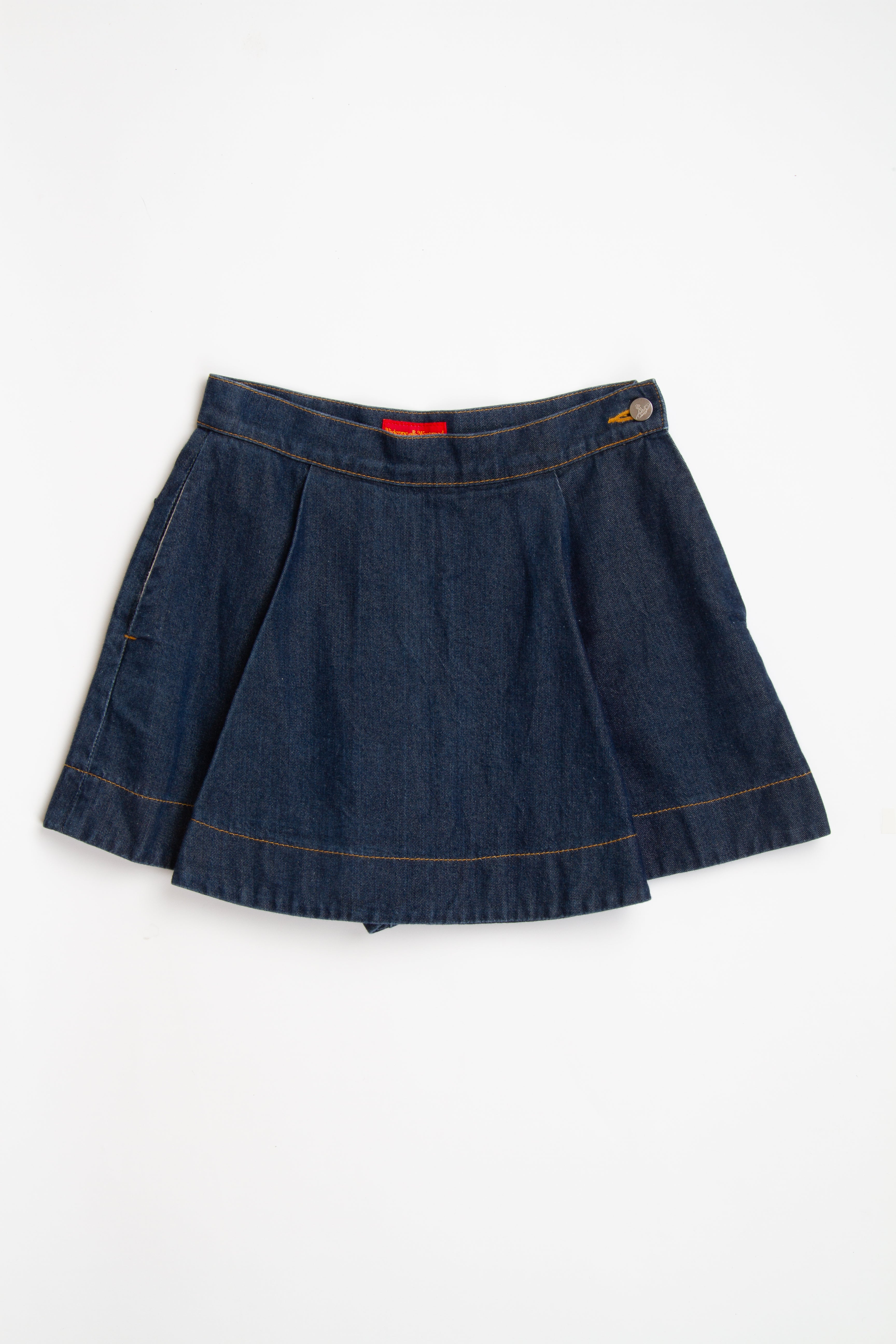 Vintage Vivienne Westwood Heart Orb Denim Skort | Designer Blue Cotton Size Small; 2