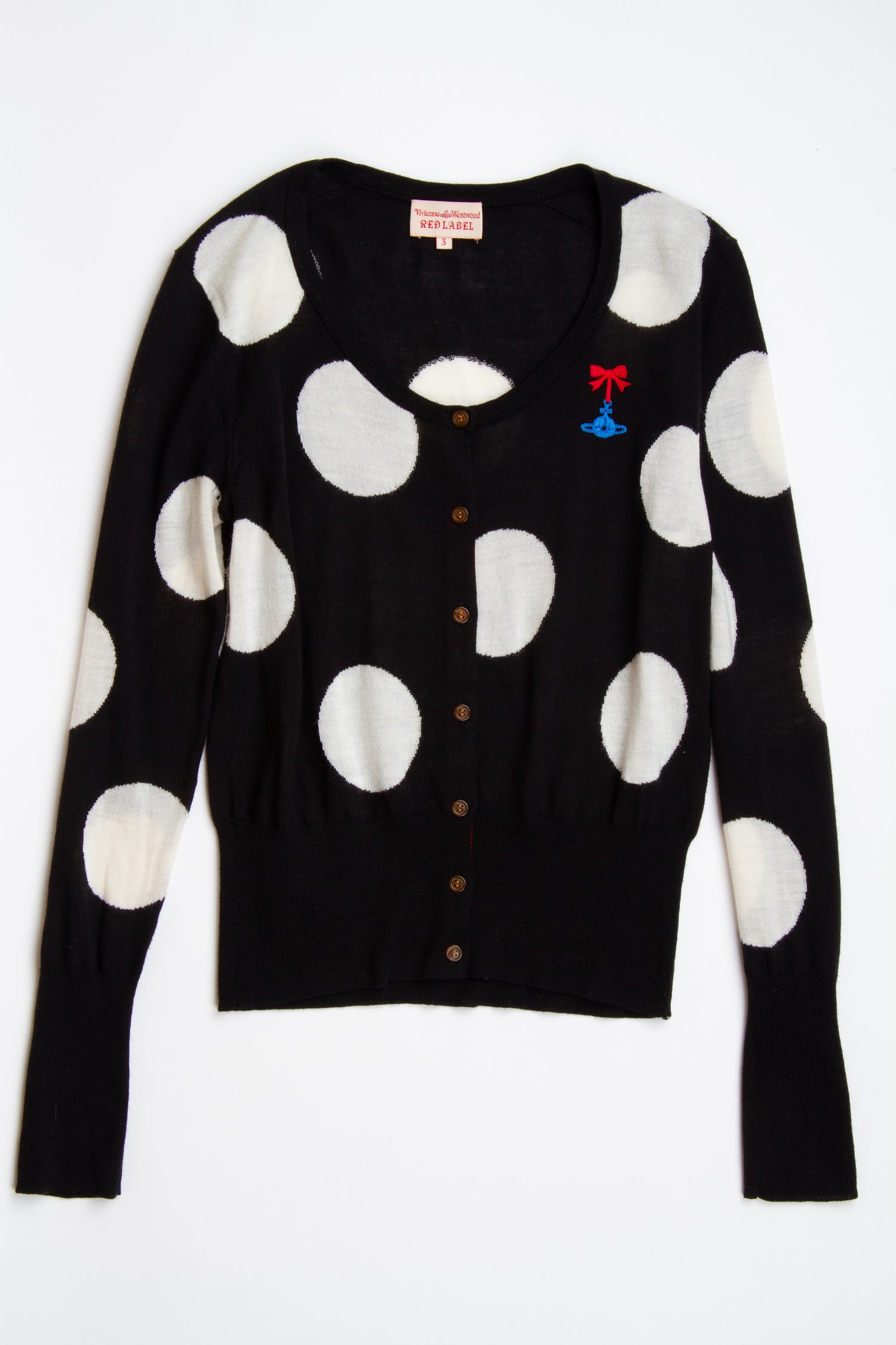 Vintage Vivienne Westwood Black and White Orb Cardigan | Y2K Small