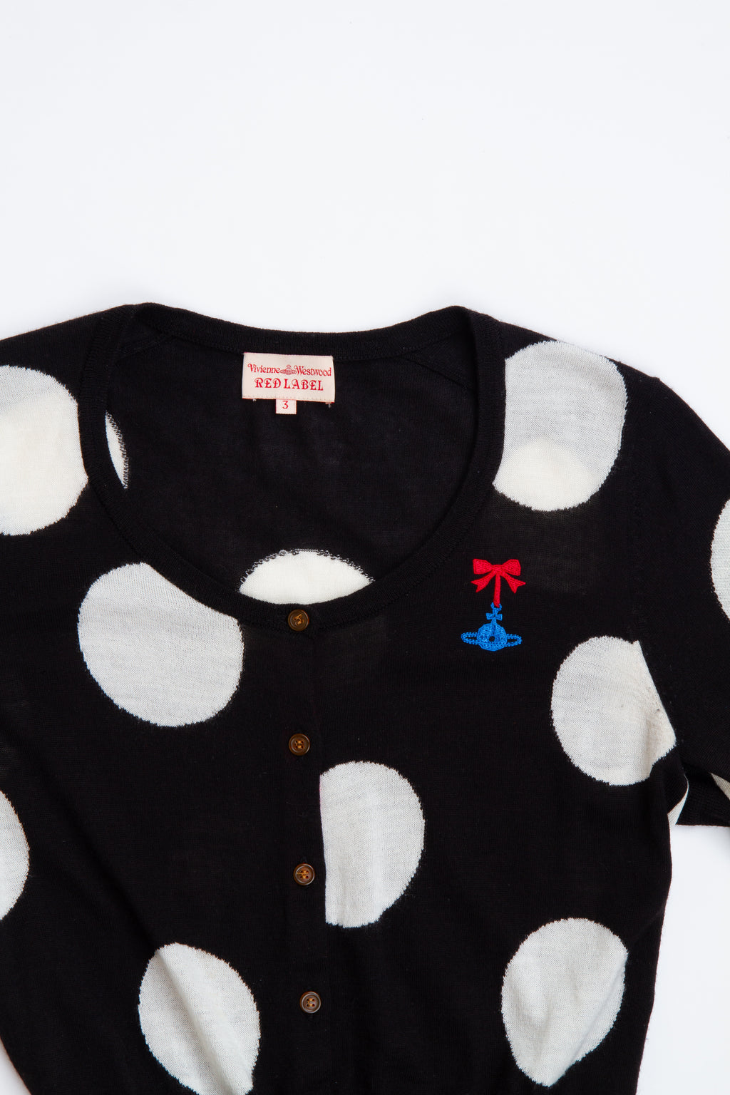 Vintage Vivienne Westwood Black and White Orb Cardigan | Y2K Small