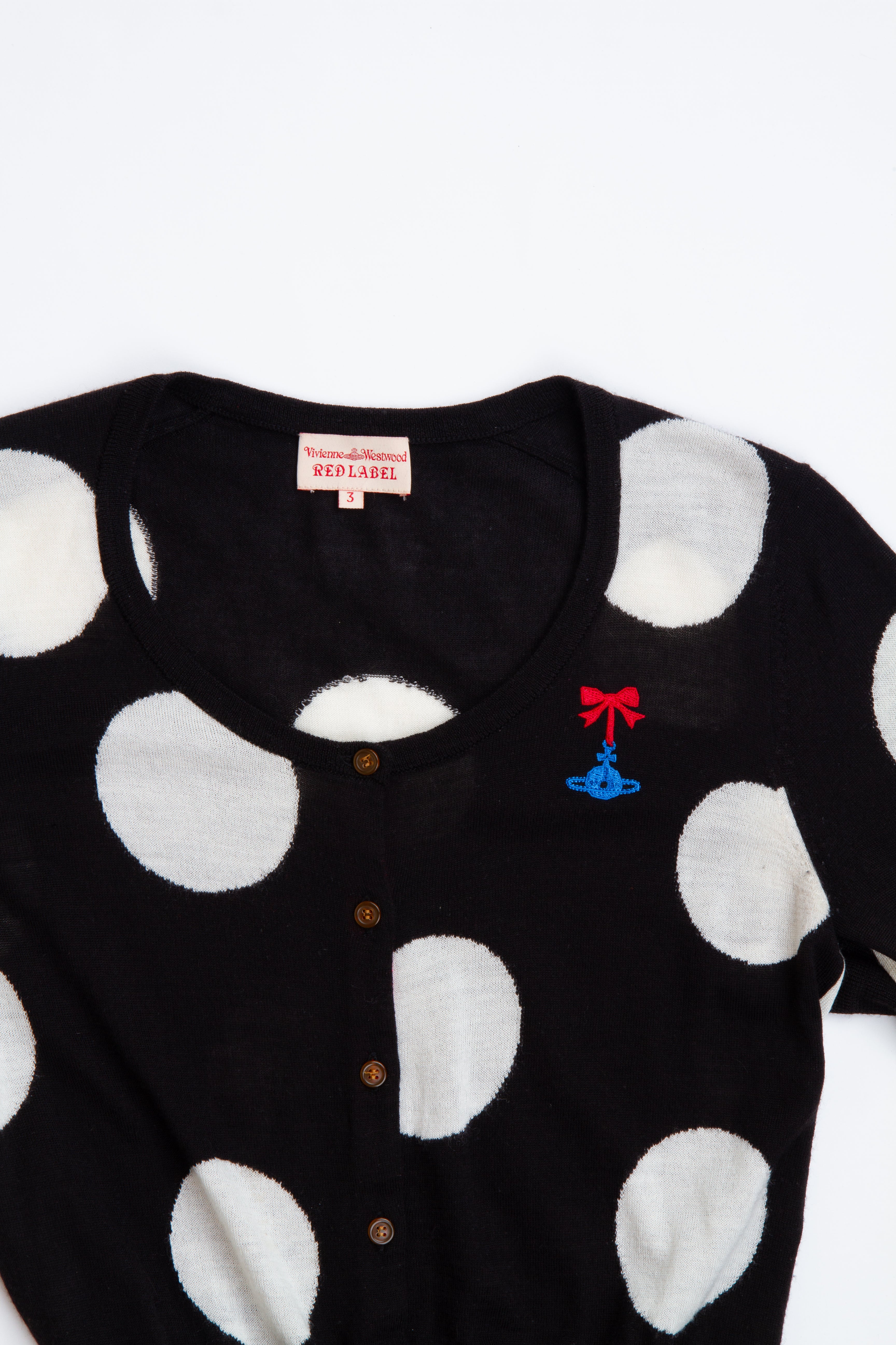 Vintage Vivienne Westwood Black and White Orb Cardigan | Y2K Small