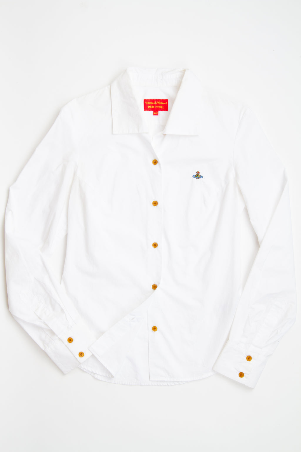 Vintage Designer Vivienne Westwood Orb White Button Up Top | Y2K Small