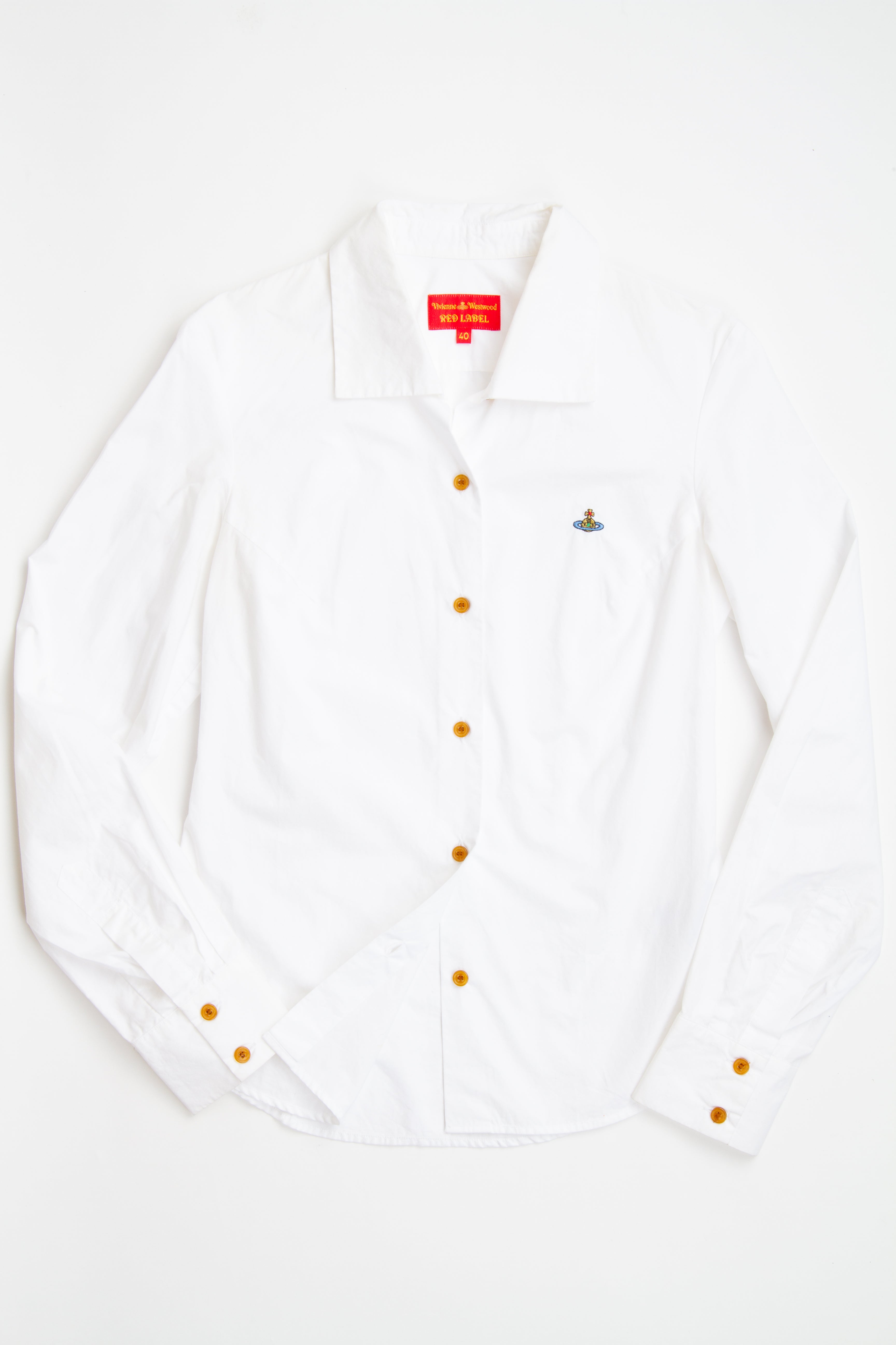 Vintage Designer Vivienne Westwood Orb White Button Up Top | Y2K Small