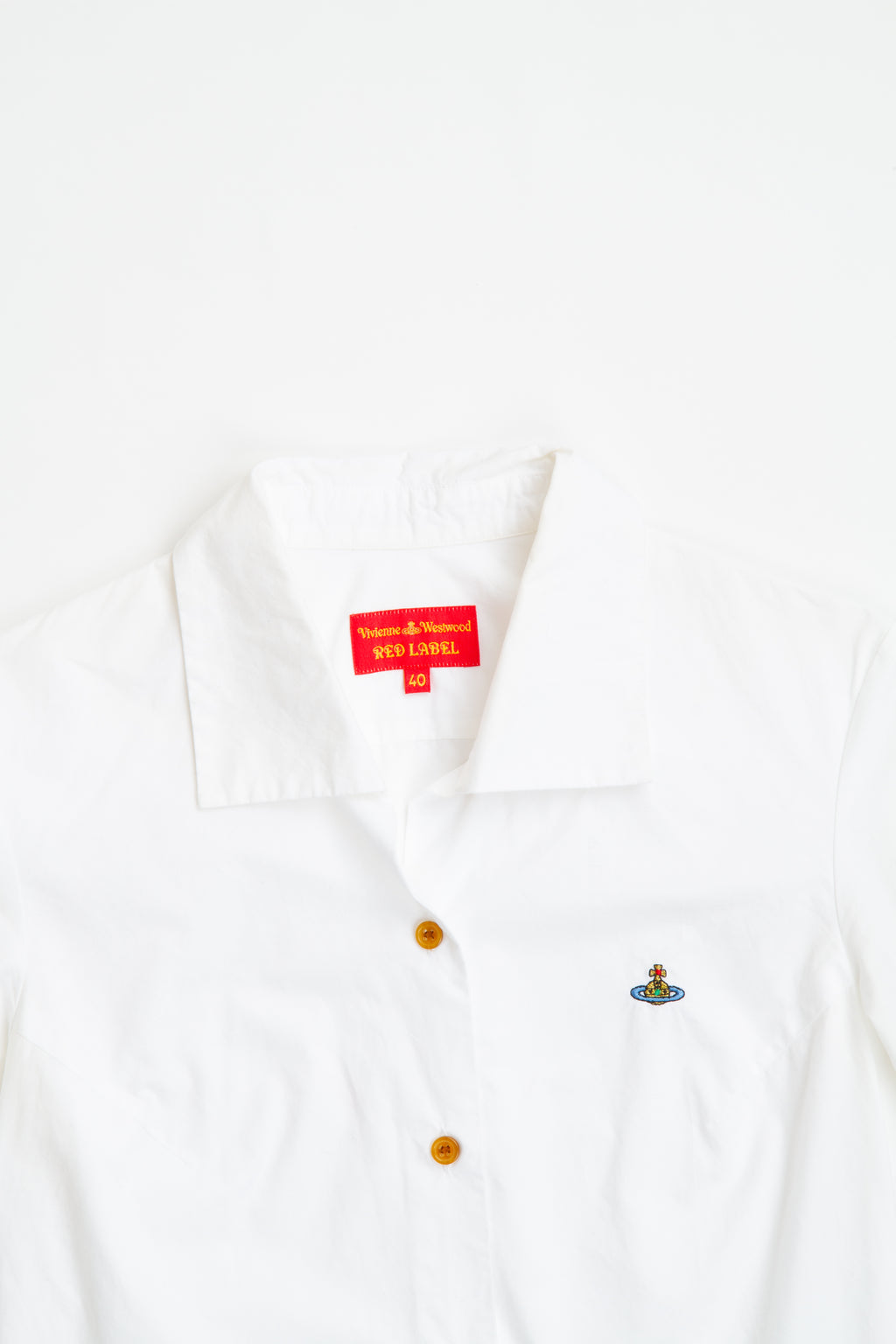 Vintage Designer Vivienne Westwood Orb White Button Up Top | Y2K Small