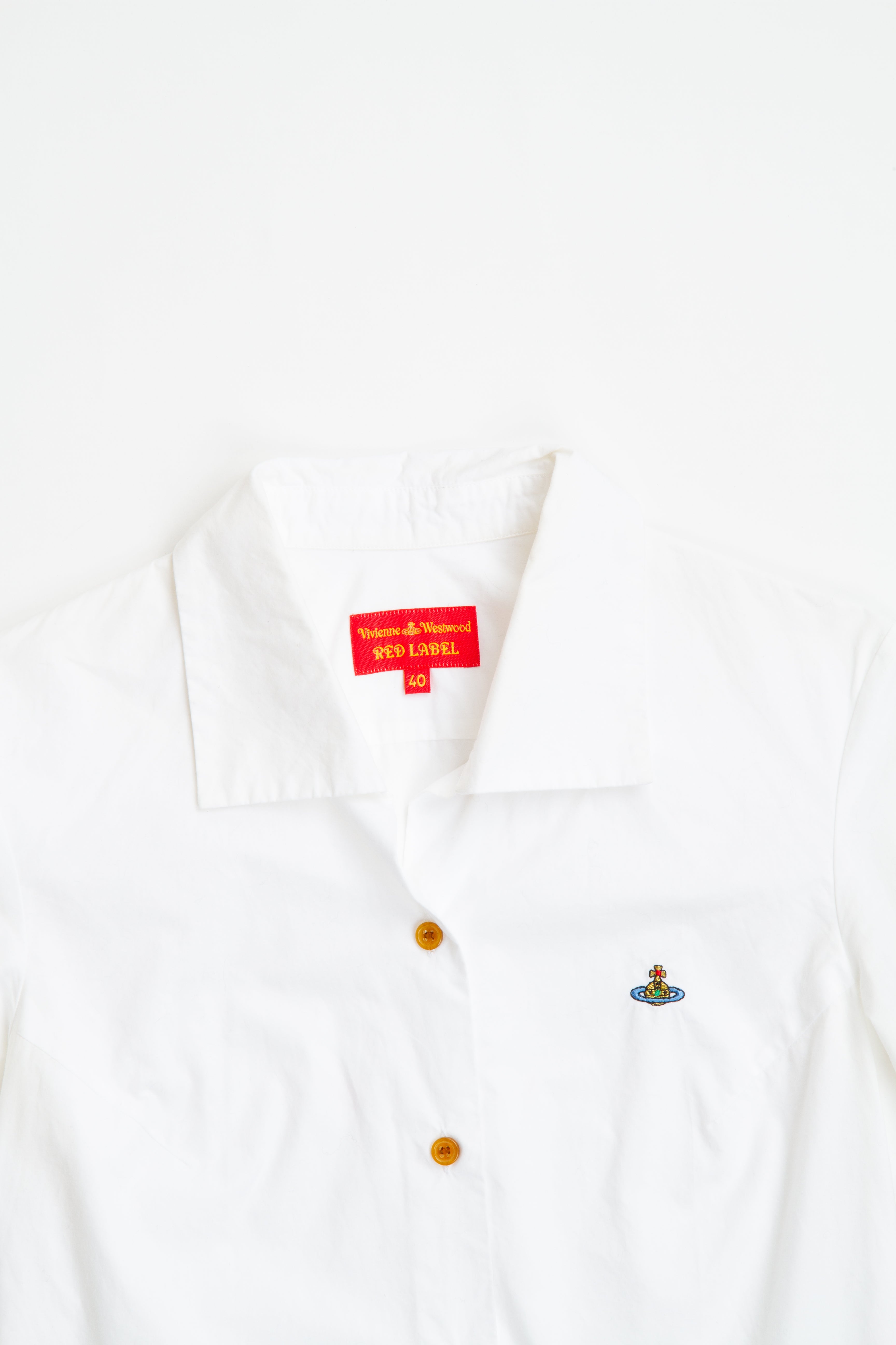 Vintage Designer Vivienne Westwood Orb White Button Up Top | Y2K Small