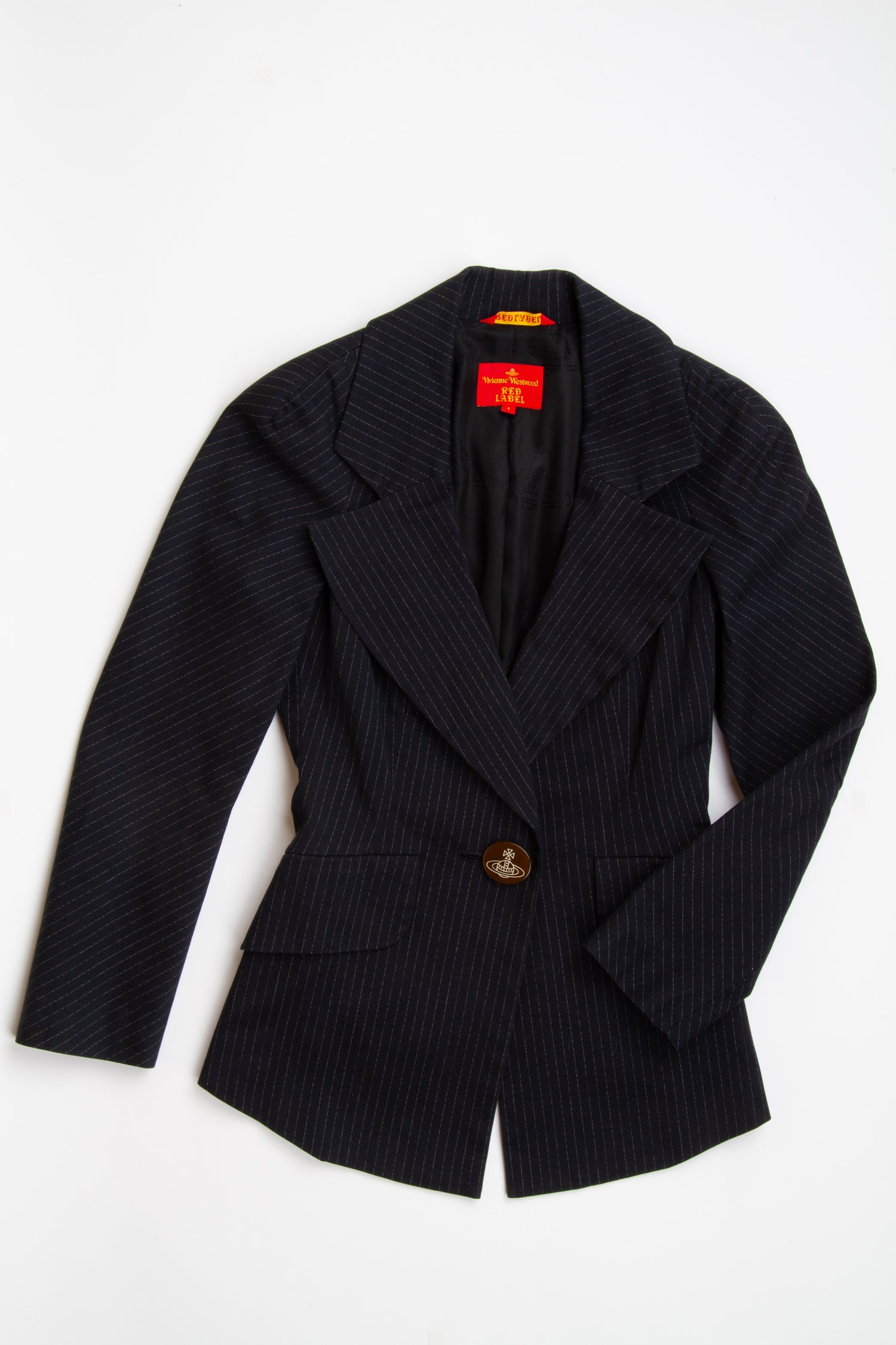 Vintage Designer 2000s Vivienne Westwood Black Single Button Orb Blazer | S