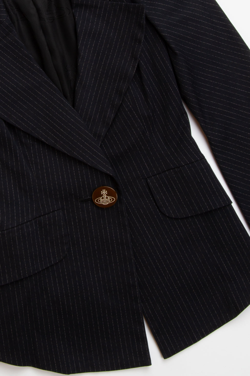 Vintage Designer 2000s Vivienne Westwood Black Single Button Orb Blazer | S