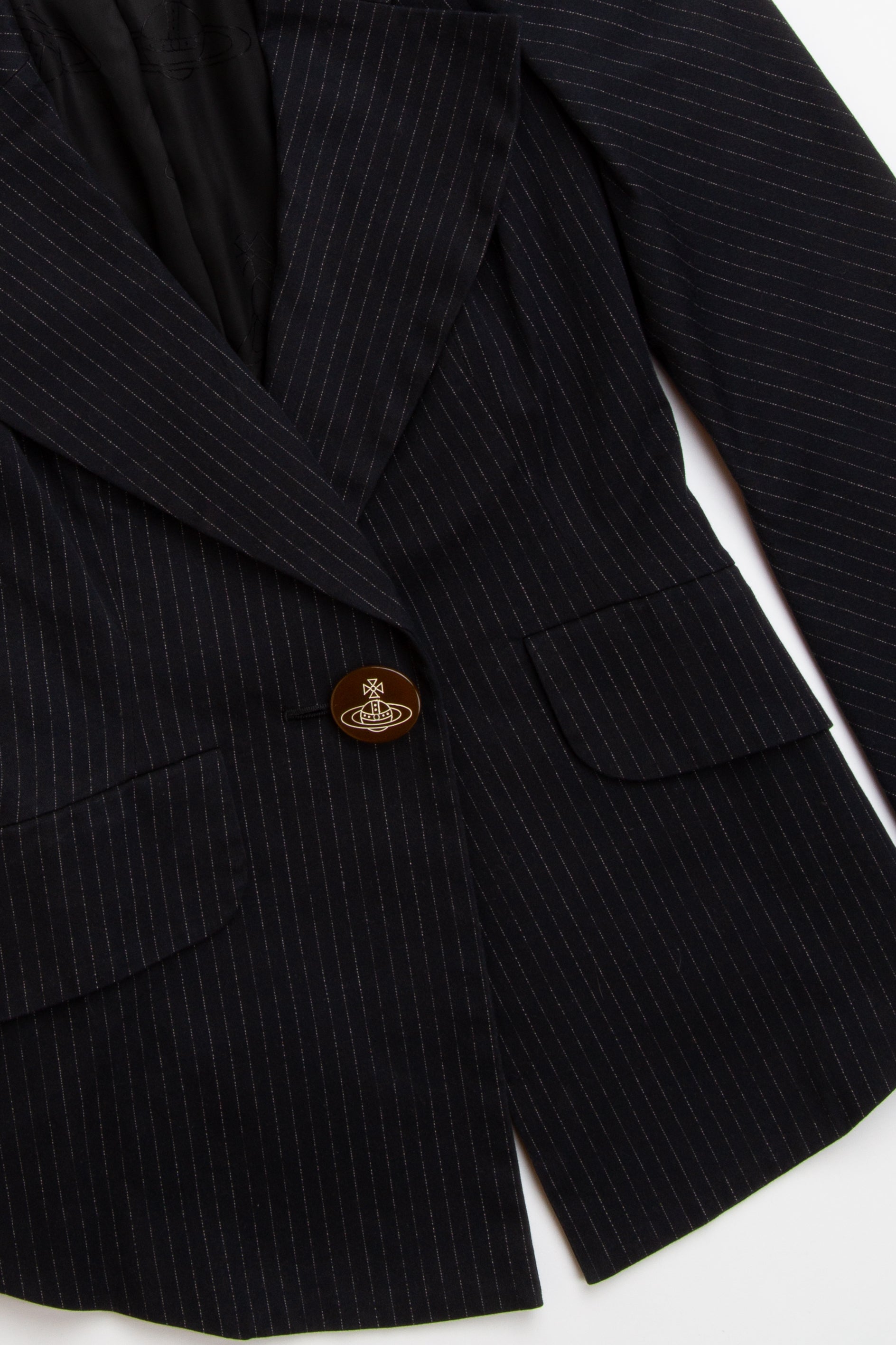 Vintage Designer 2000s Vivienne Westwood Black Single Button Orb Blazer | S