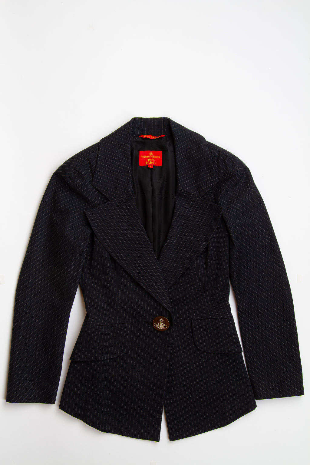 Vintage Designer 2000s Vivienne Westwood Black Single Button Orb Blazer | S