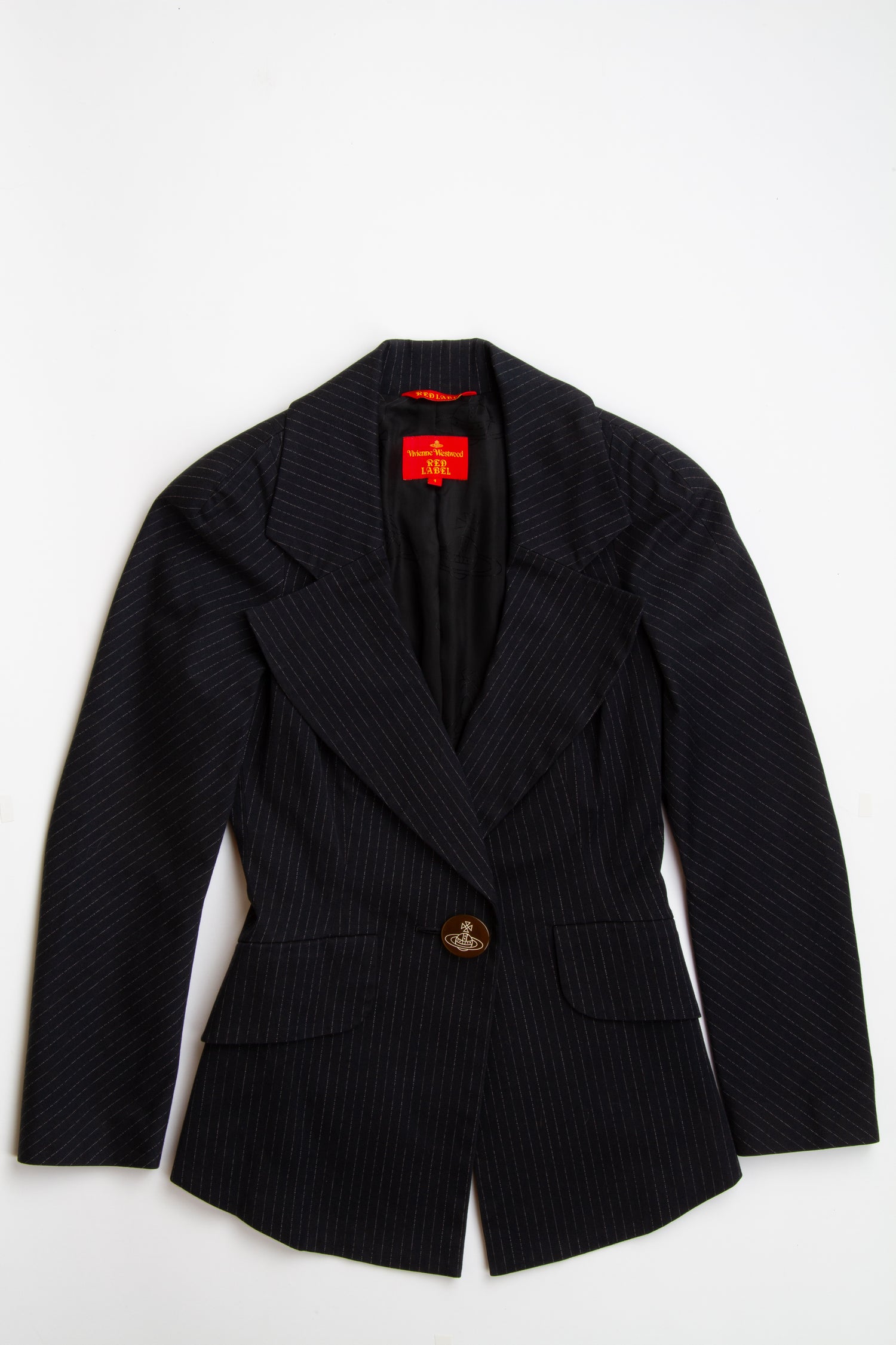 Vintage Designer 2000s Vivienne Westwood Black Single Button Orb Blazer | S