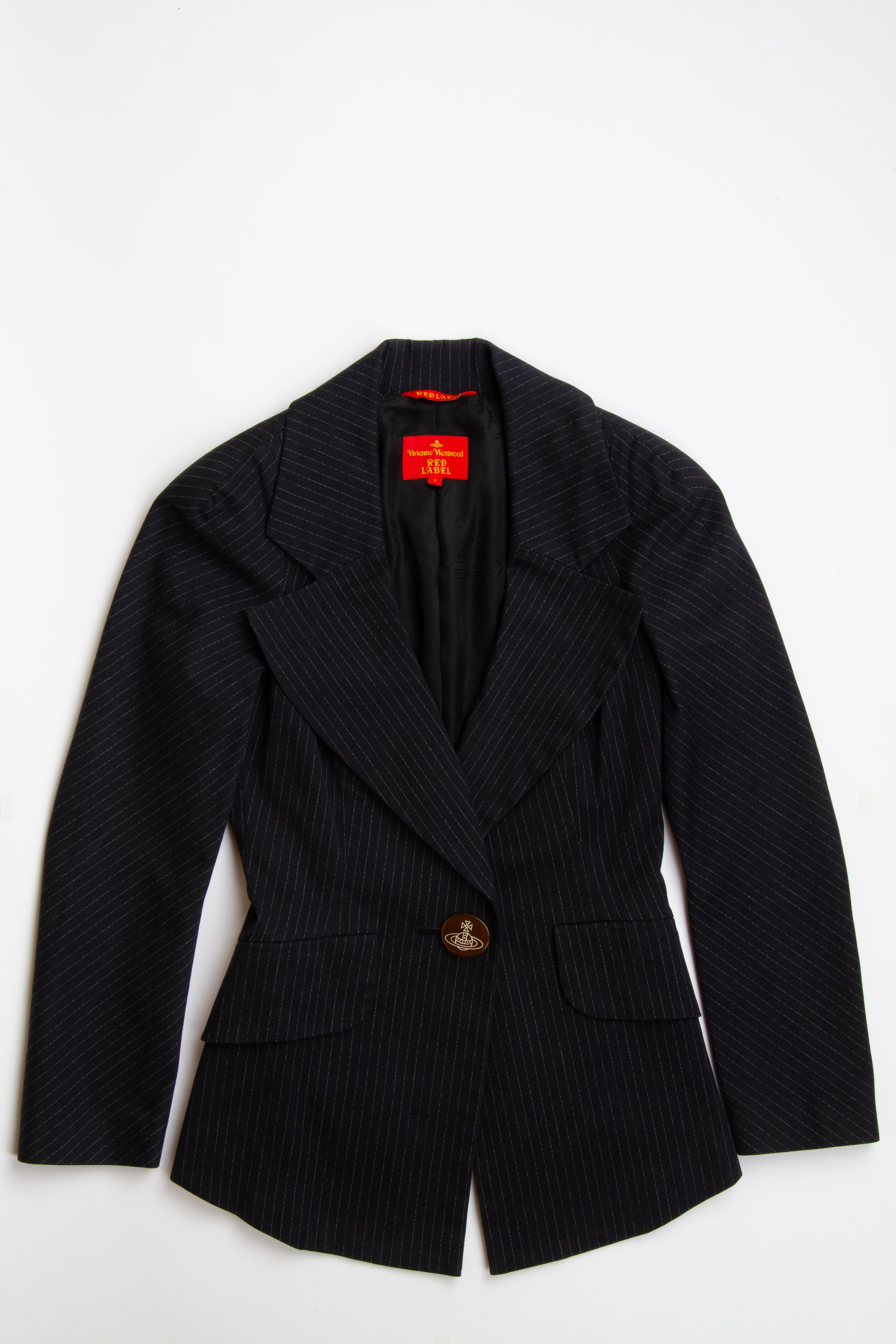 Vintage Designer 2000s Vivienne Westwood Black Single Button Orb Blazer | S