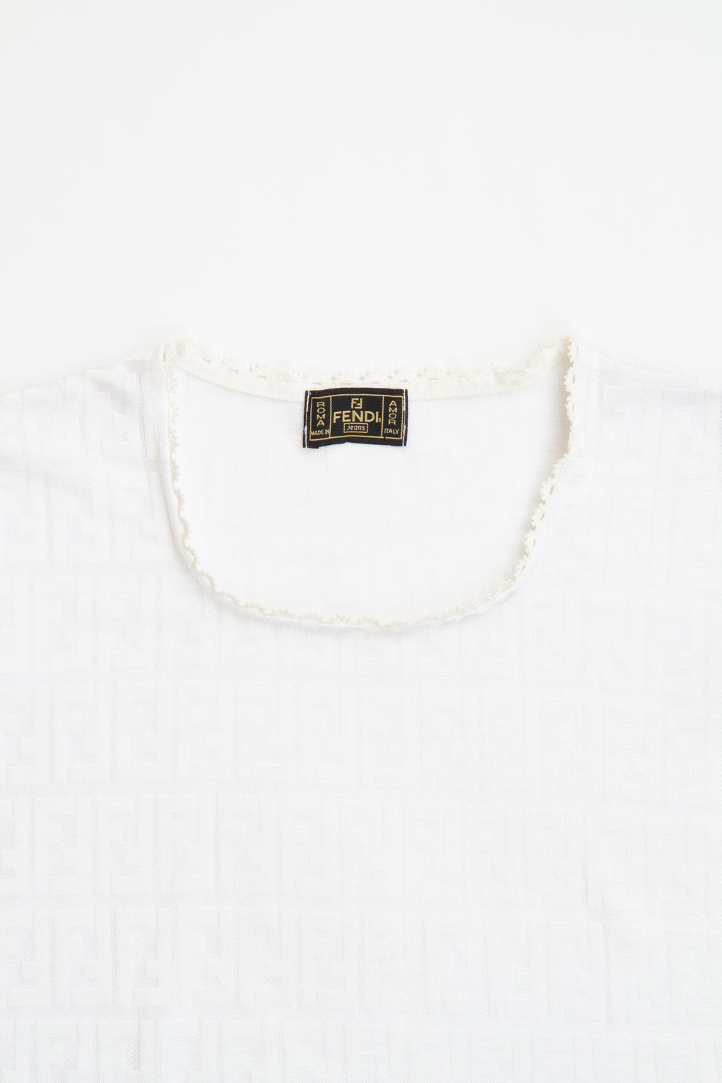 Vintage Designer 90s 2000s Fendi White FF Monogram Shirt | S, M
