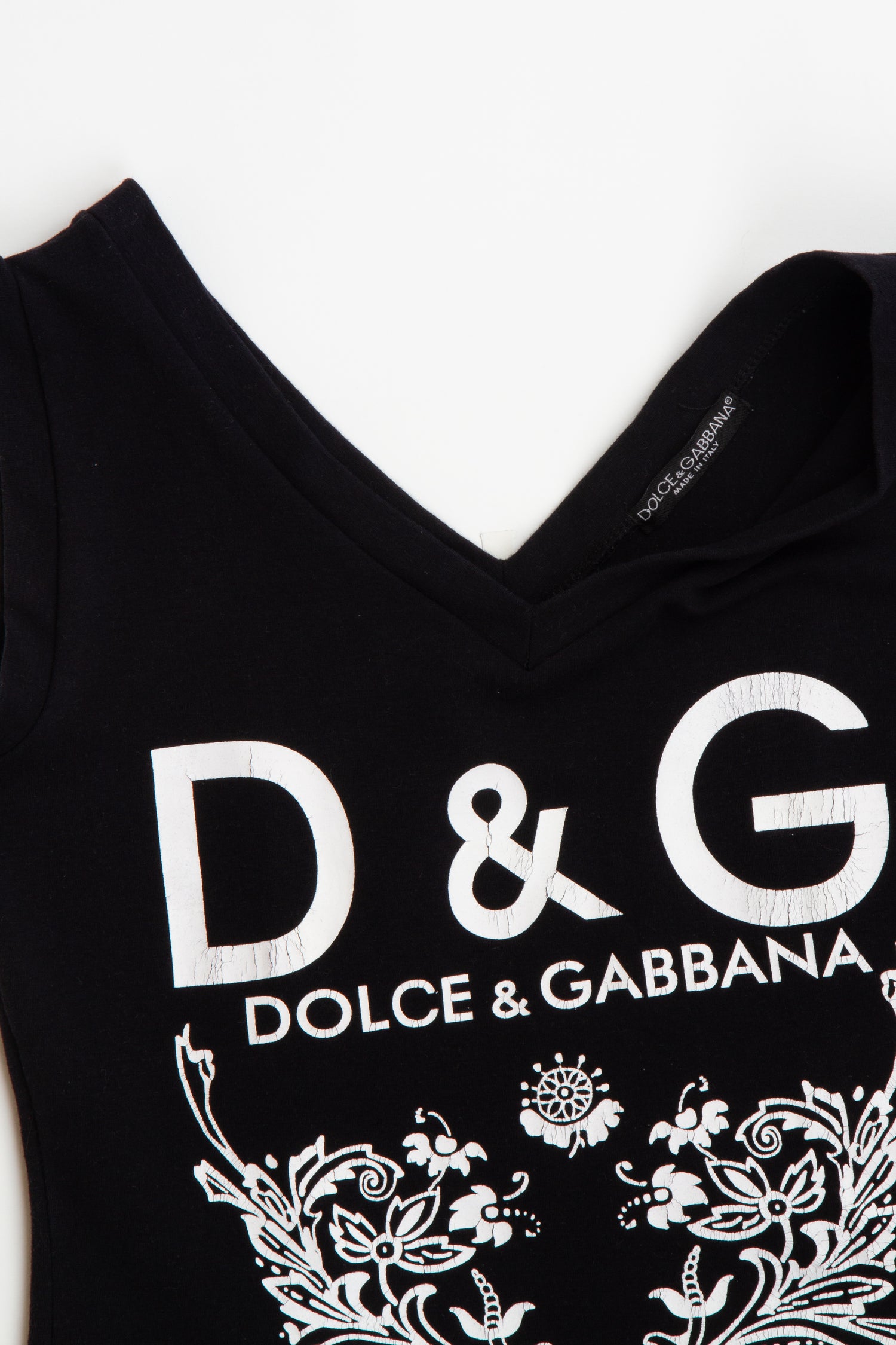 Vintage Designer D&G Black Printed Graphic Tank | XS S