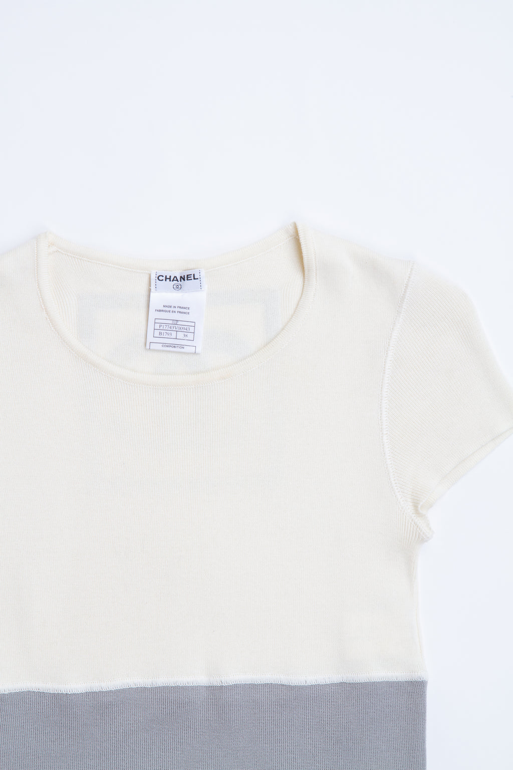 Vintage Designer Chanel Sport White Grey Logo Top | XS 2 S 4