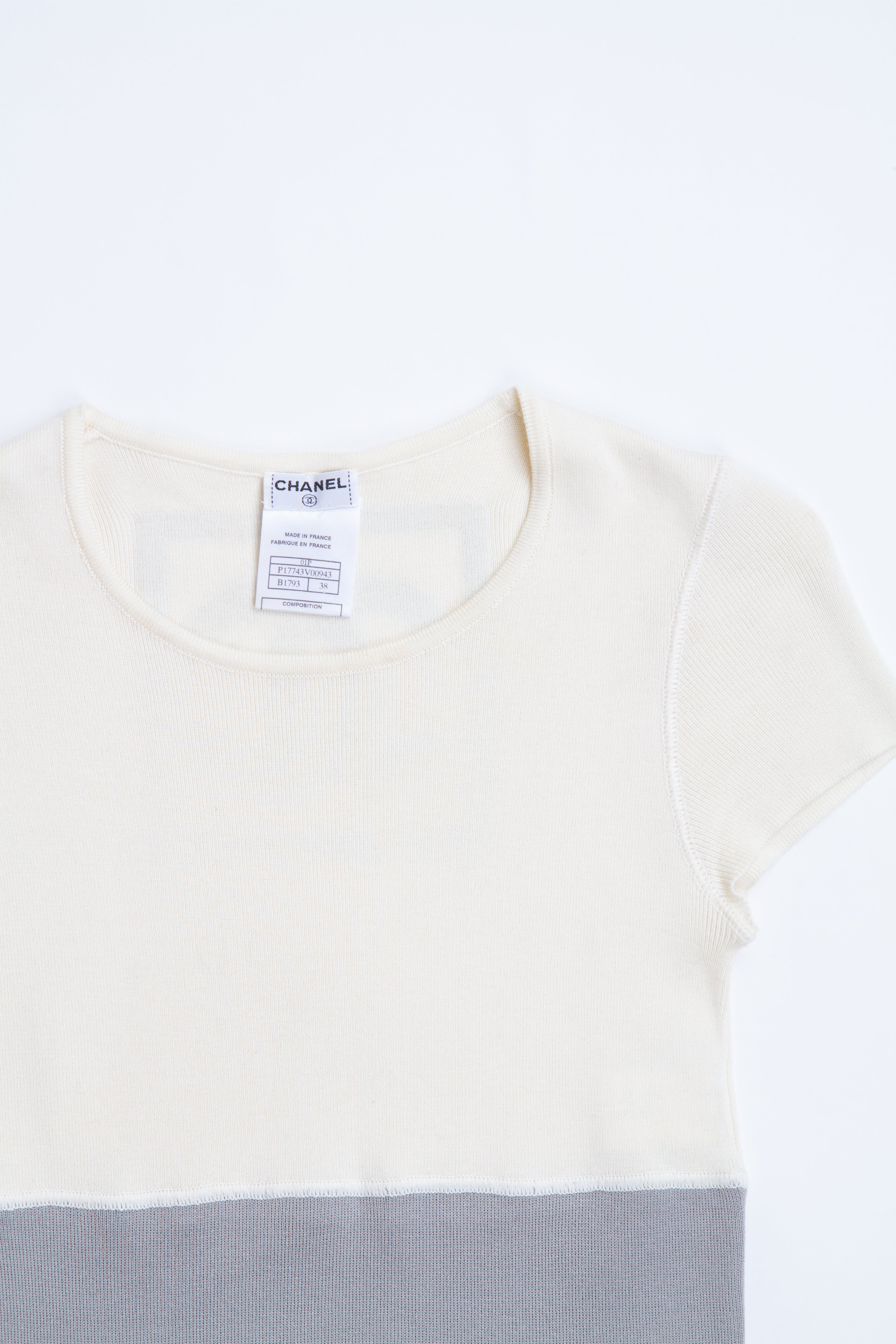 Vintage Designer Chanel Sport White Grey Logo Top | XS 2 S 4