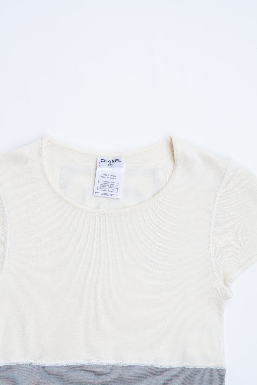 Vintage Designer Chanel Sport White Grey Logo Top | XS 2 S 4