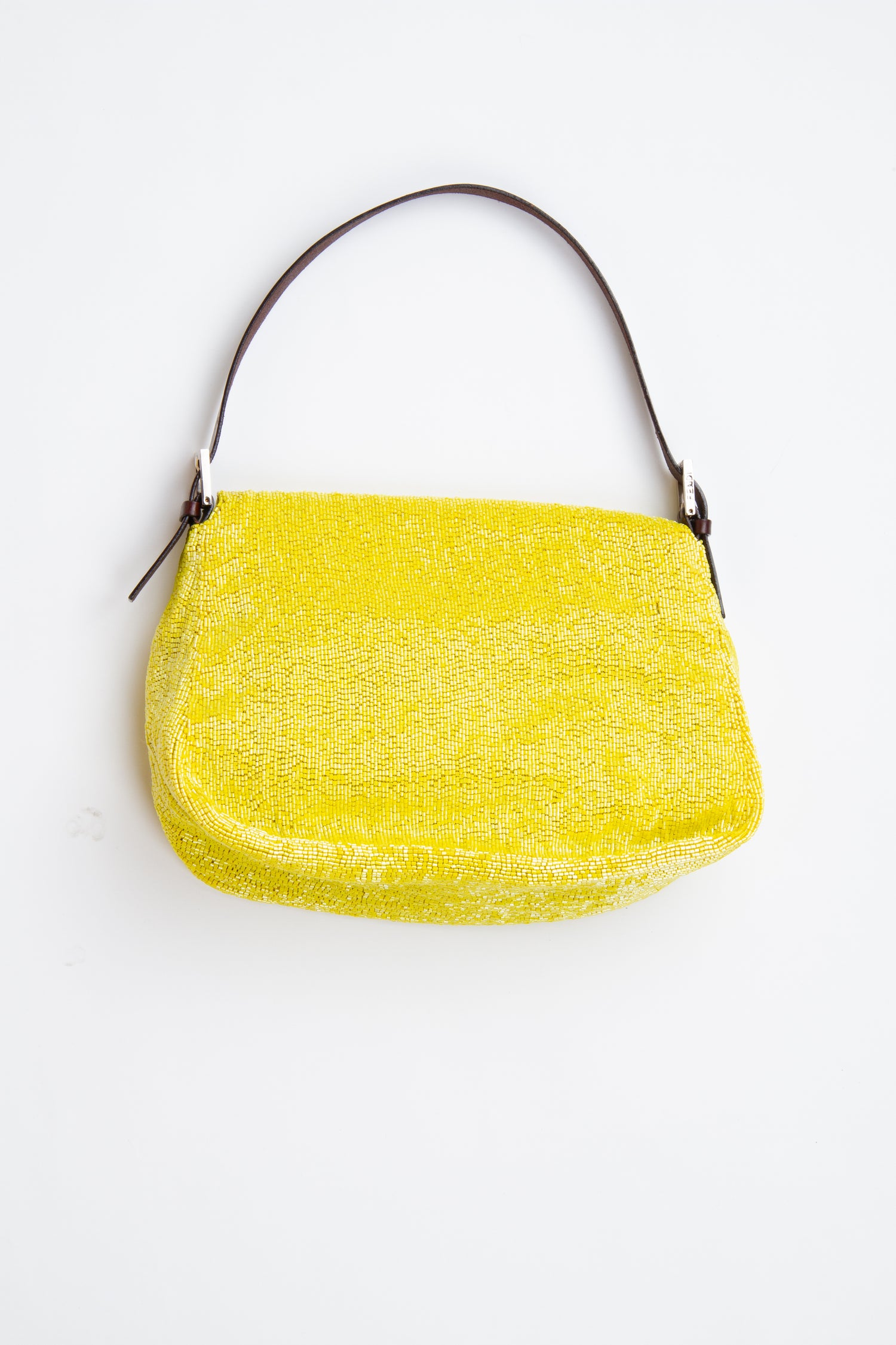 Fendi 2000s Yellow Beaded Mama Baguette | Vintage Designer Purse