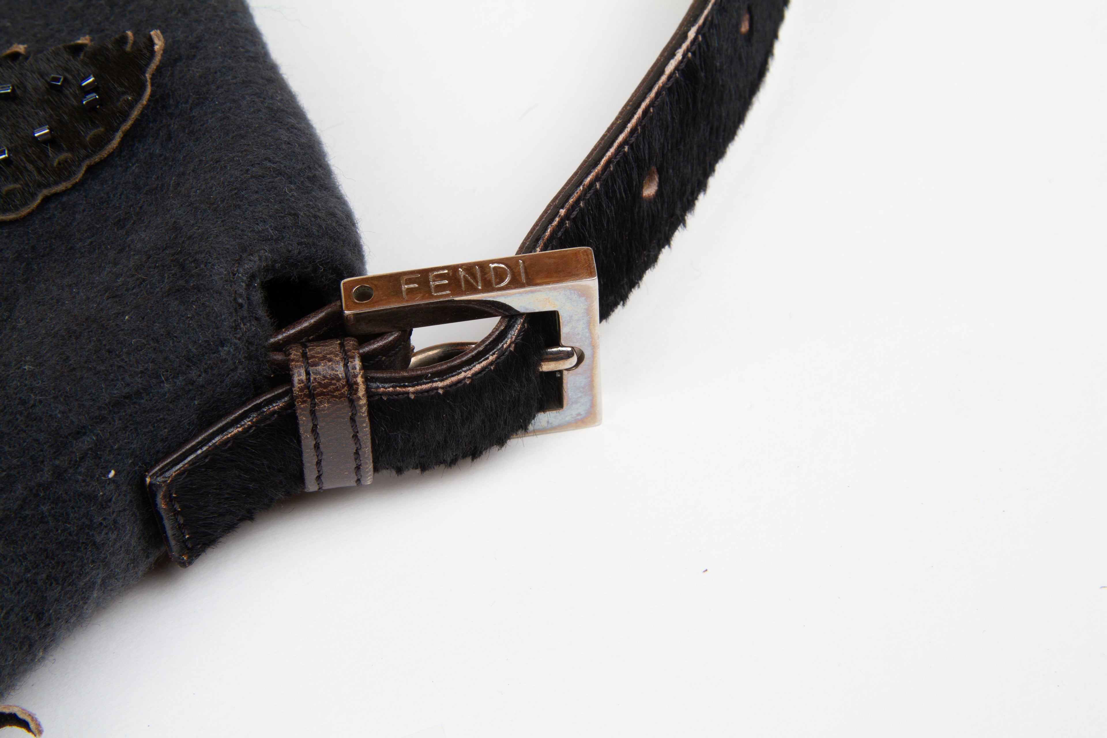Fendi Floral Embroidered Wool Beaded Baguette | Vintage Designer Purse