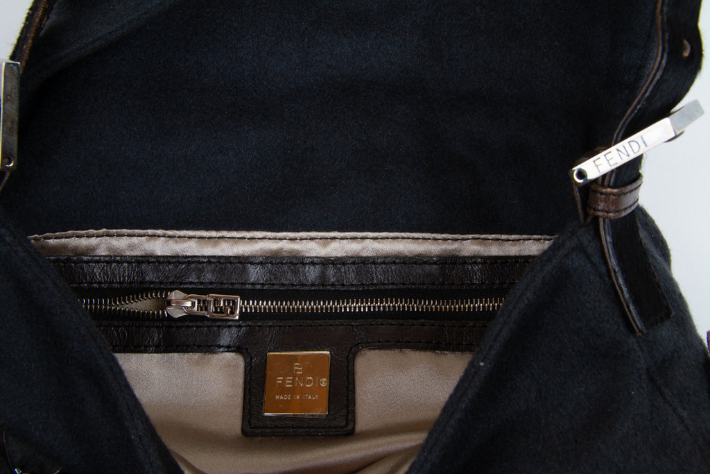 Fendi Floral Embroidered Wool Beaded Baguette | Vintage Designer Purse