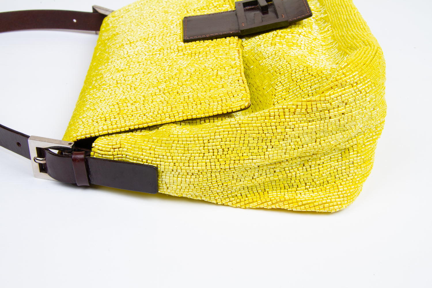 Fendi 2000s Yellow Beaded Mama Baguette | Vintage Designer Purse