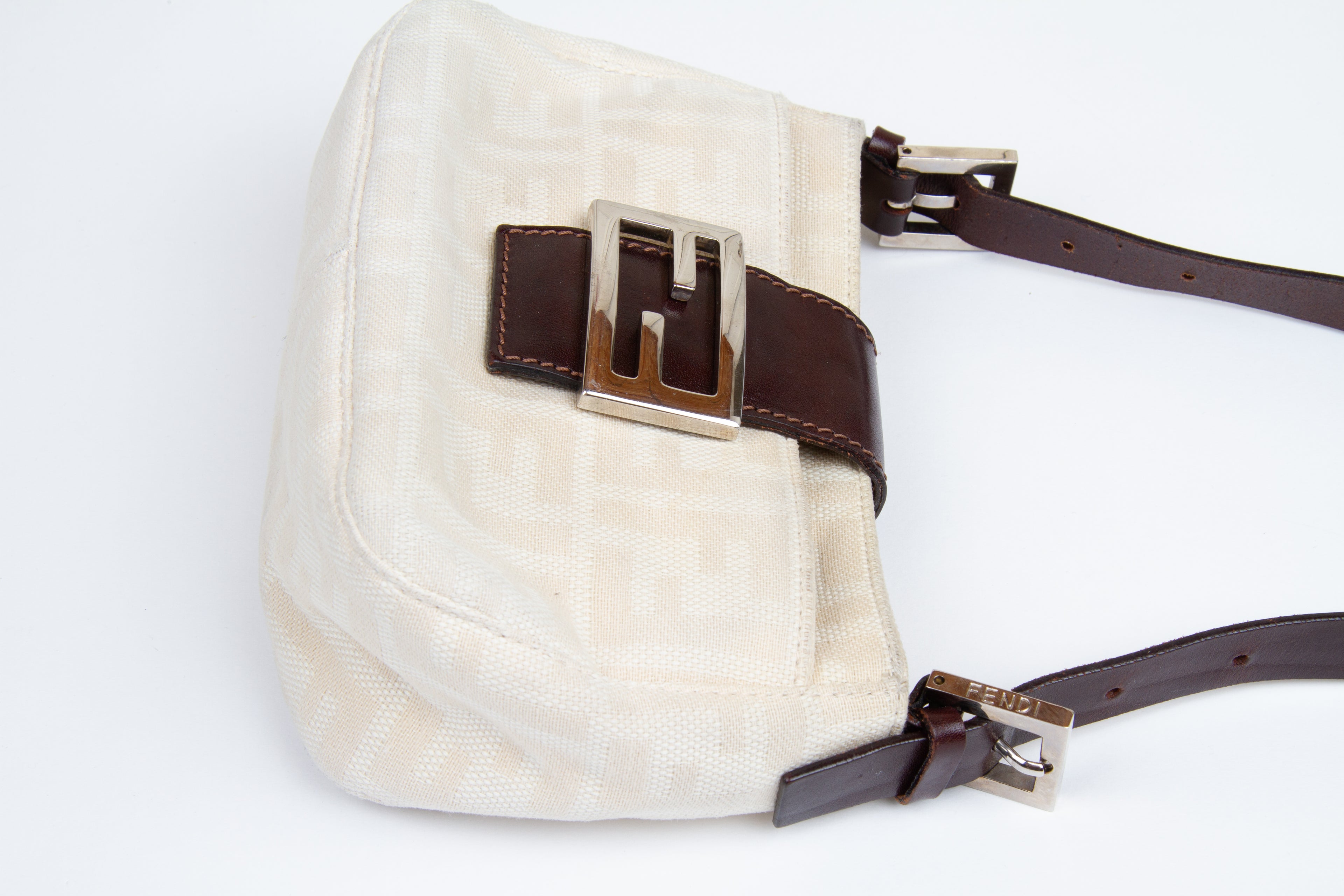 Fendi Linen Mini Baguette Bag | Vintage Designer Purse