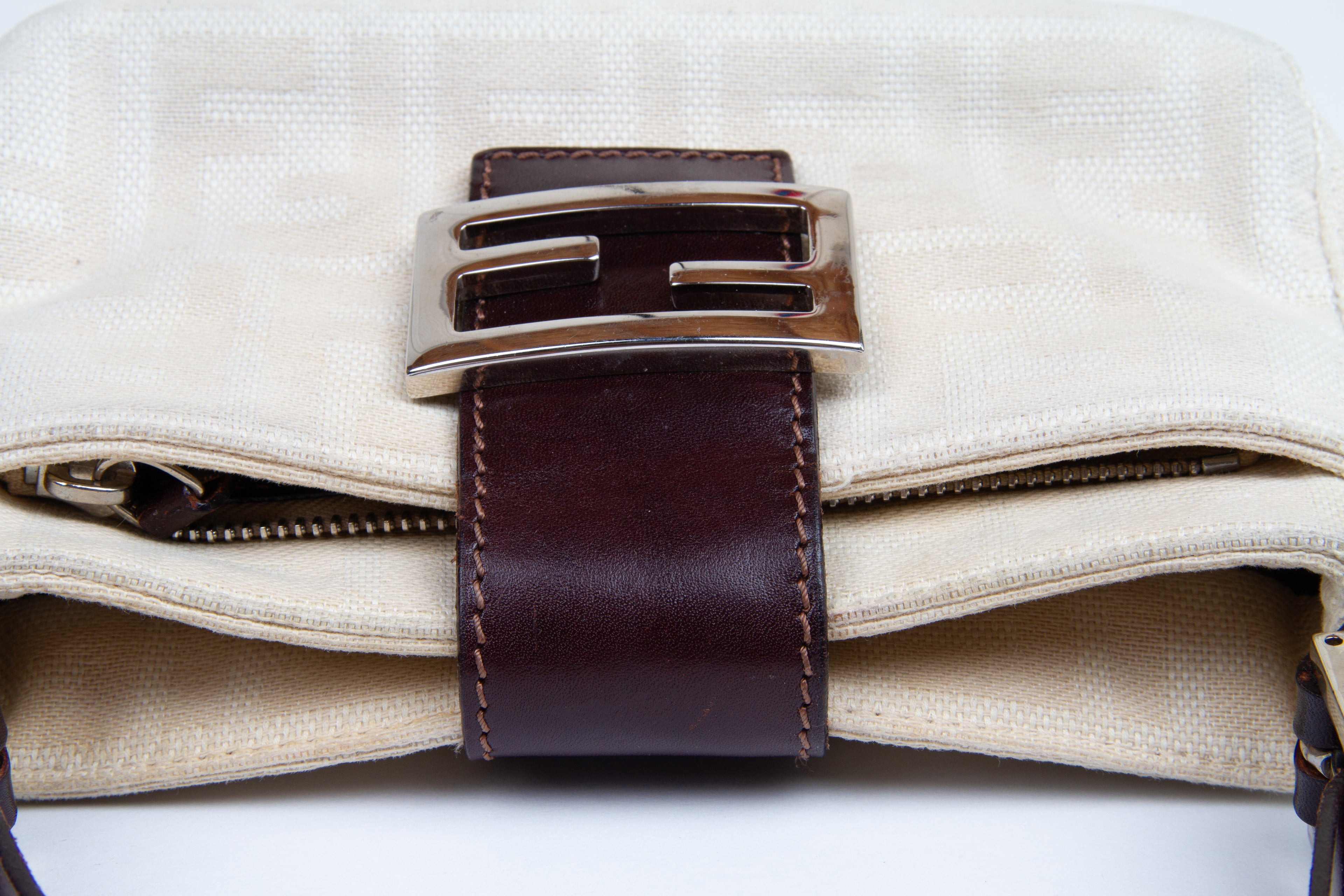 Fendi Linen Mini Baguette Bag | Vintage Designer Purse