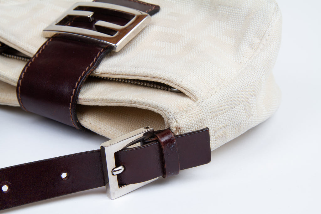 Fendi Linen Mini Baguette Bag | Vintage Designer Purse