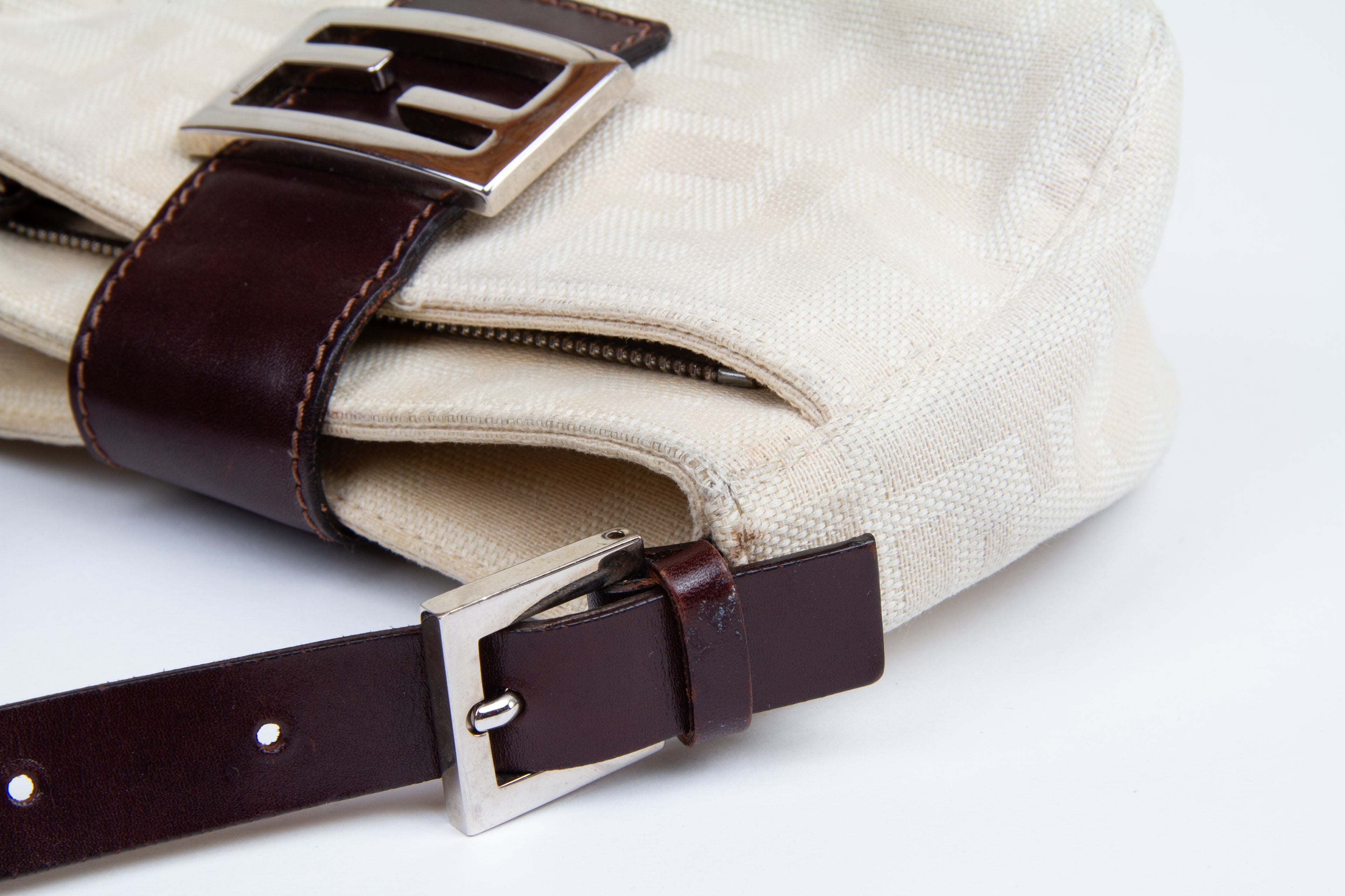Fendi Linen Mini Baguette Bag | Vintage Designer Purse
