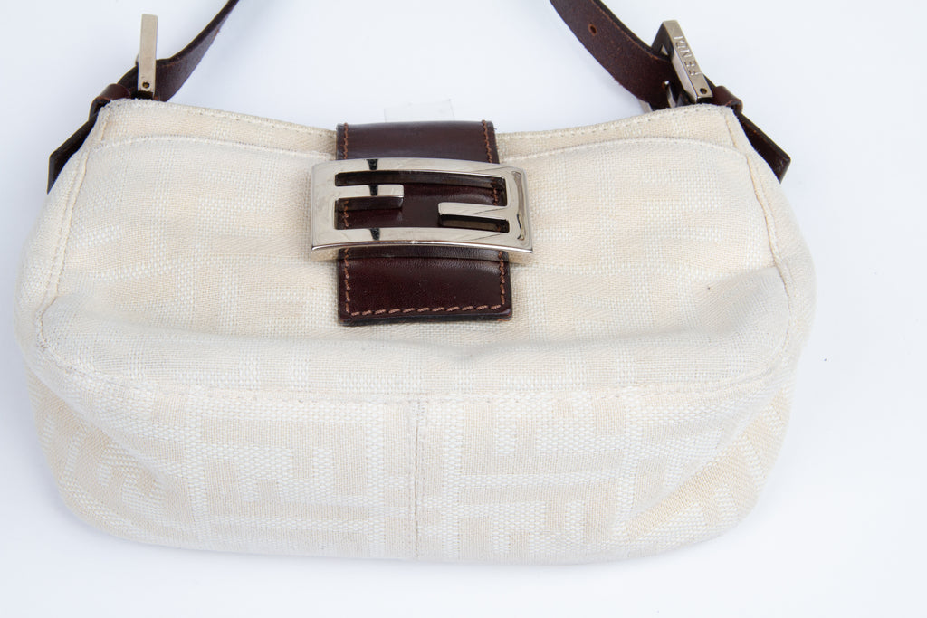Fendi Linen Mini Baguette Bag | Vintage Designer Purse