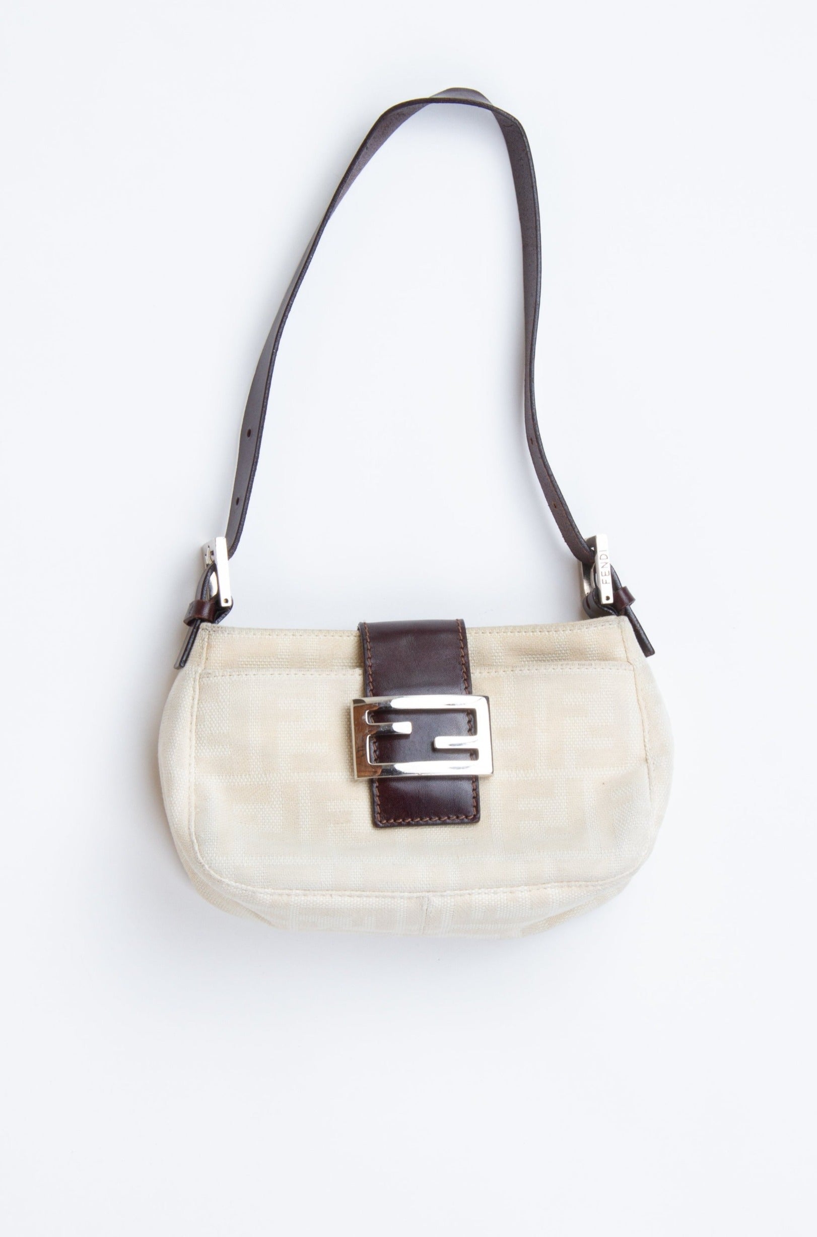 Fendi Linen Mini Baguette Bag | Vintage Designer Purse