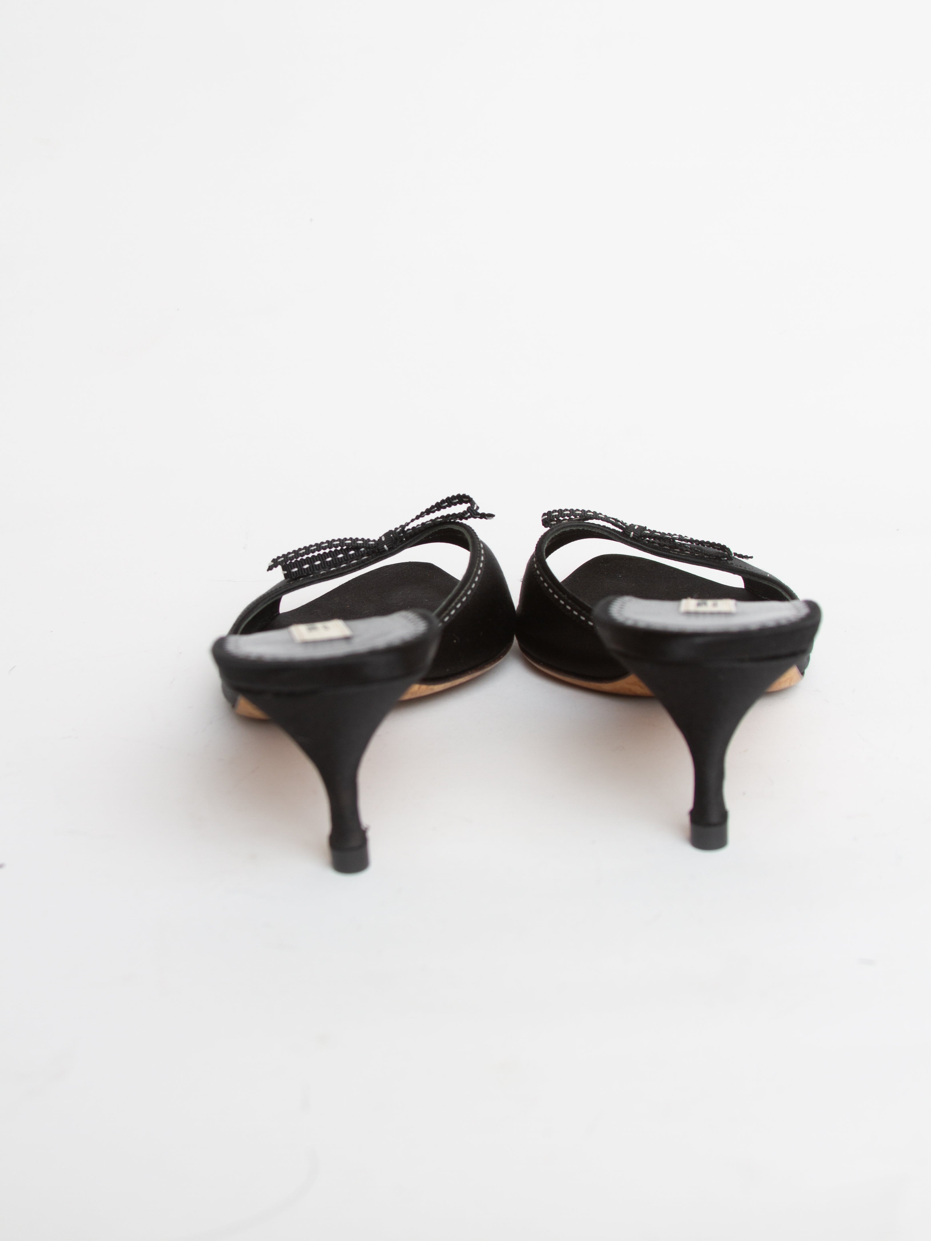 Vintage 2000s Prada Size 37.5 Satin Kitten Heels | Y2K Designer Shoes