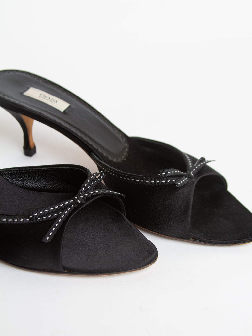 Vintage 2000s Prada Size 37.5 Satin Kitten Heels | Y2K Designer Shoes